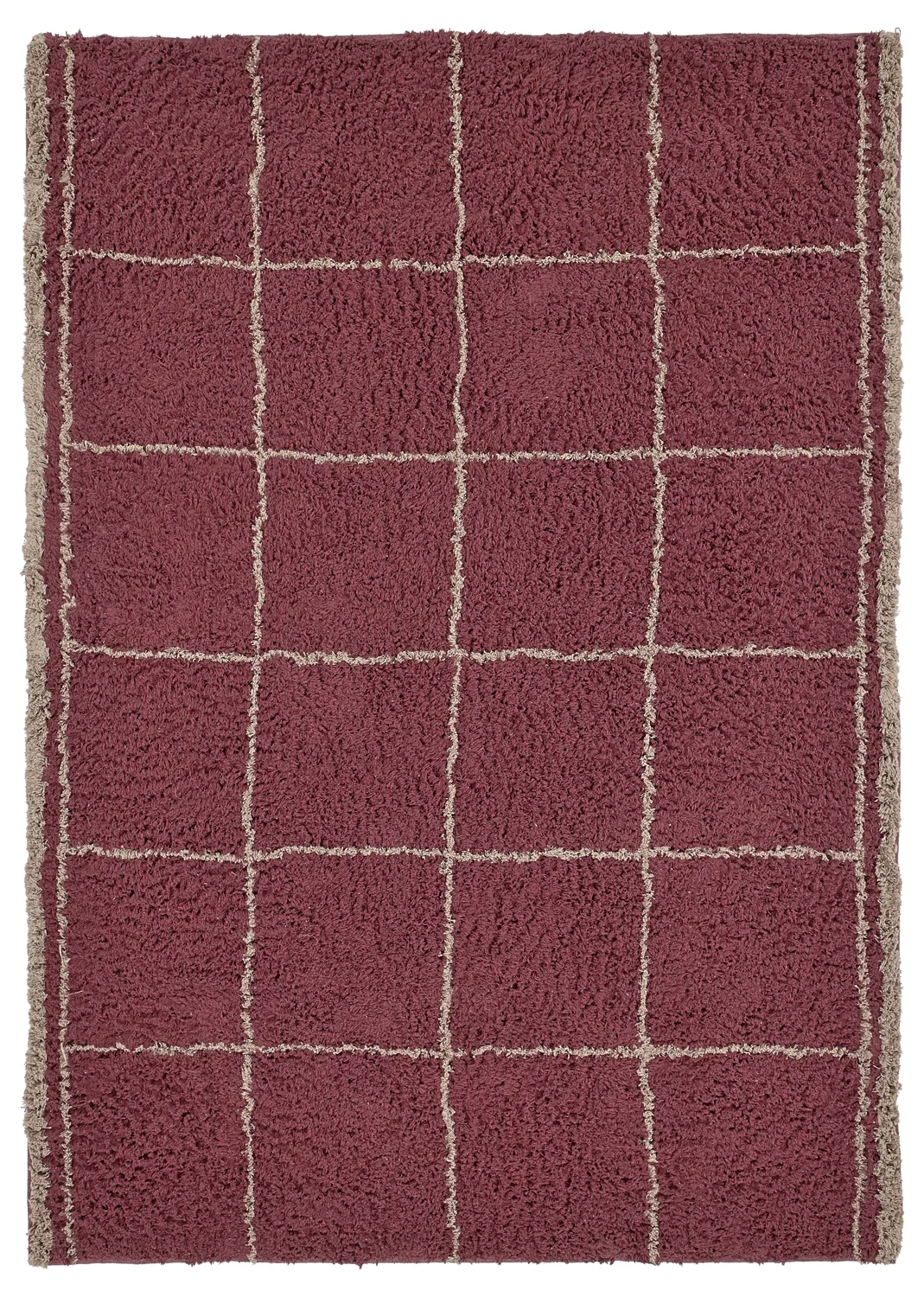 Shaggy koberce - Lana Natural Cotton Shaggy (taupe/červený)