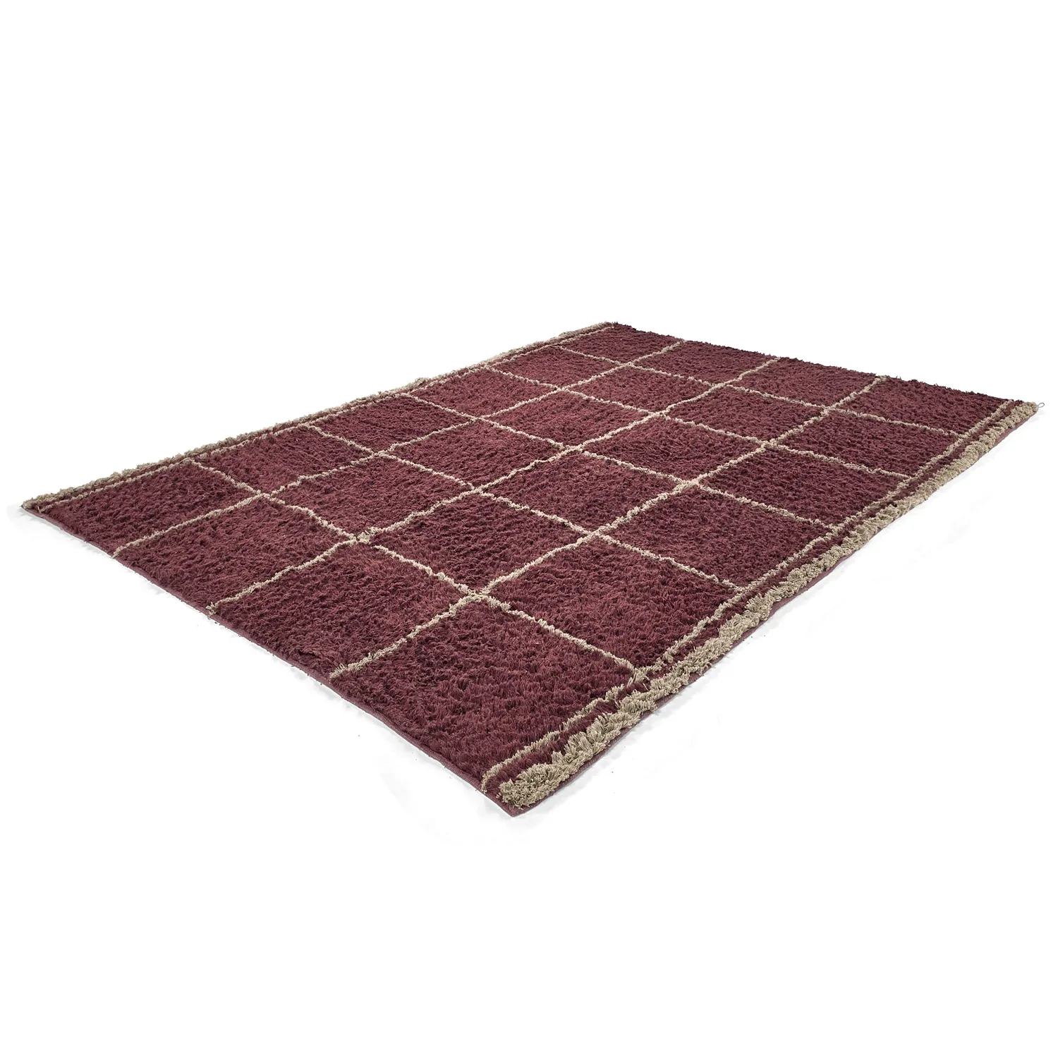 Shaggy koberce - Lana Natural Cotton Shaggy (taupe/červený)