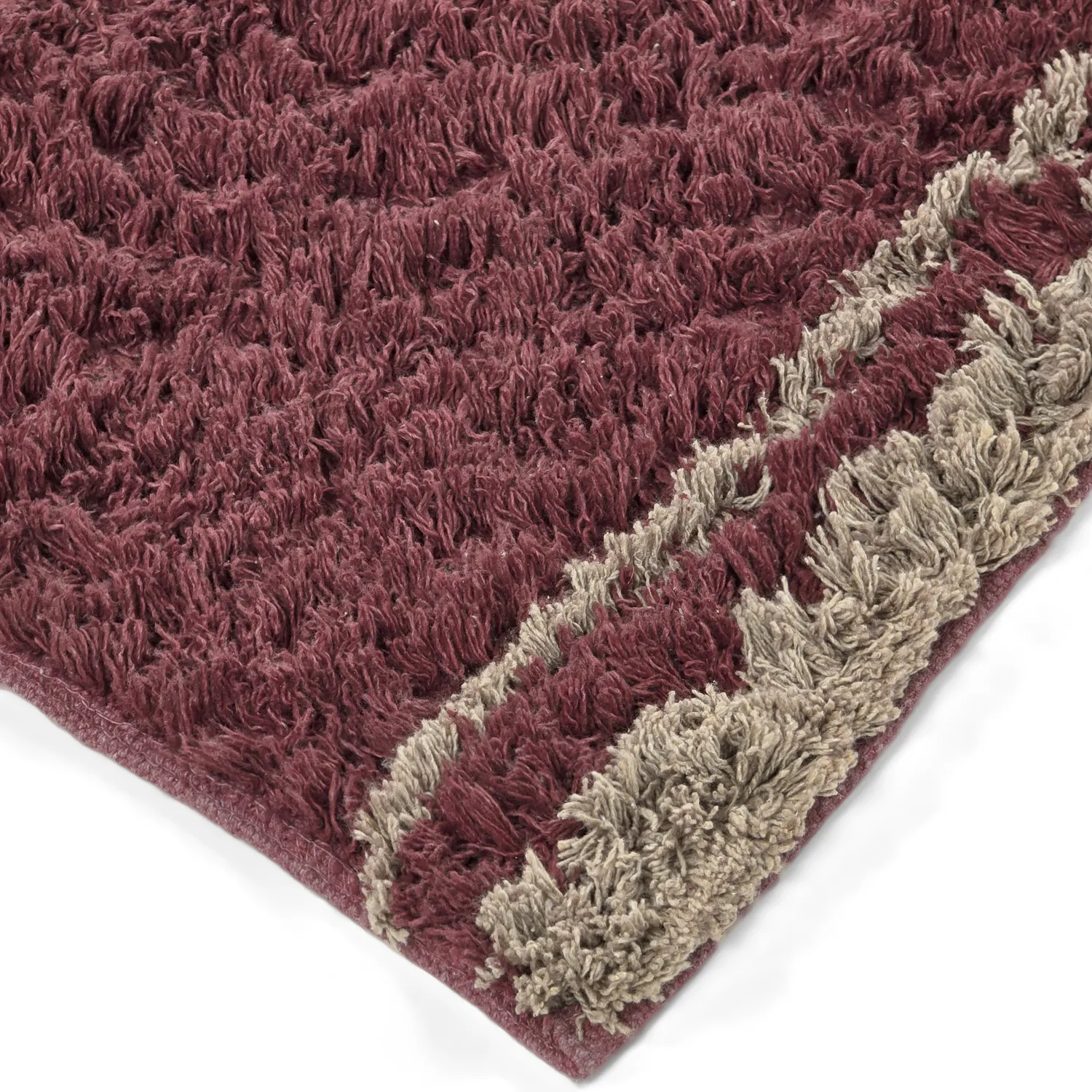 Shaggy koberce - Lana Natural Cotton Shaggy (taupe/červený)