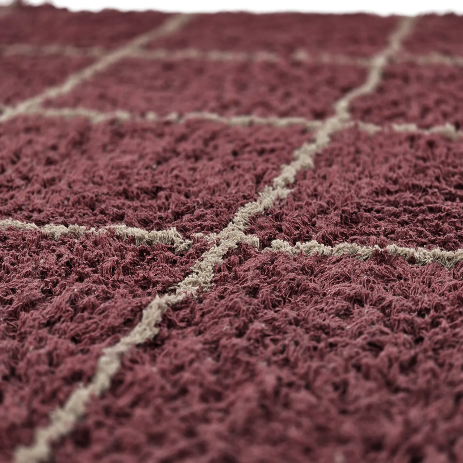 Shaggy koberce - Lana Natural Cotton Shaggy (taupe/červený)