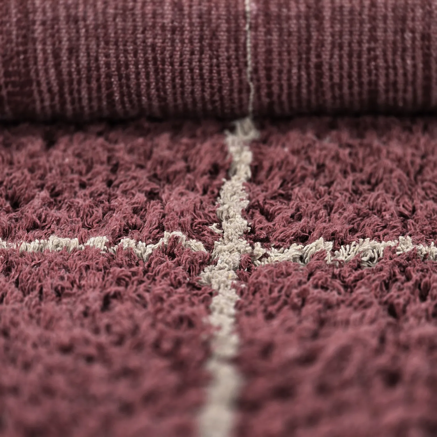 Shaggy koberce - Lana Natural Cotton Shaggy (taupe/červený)