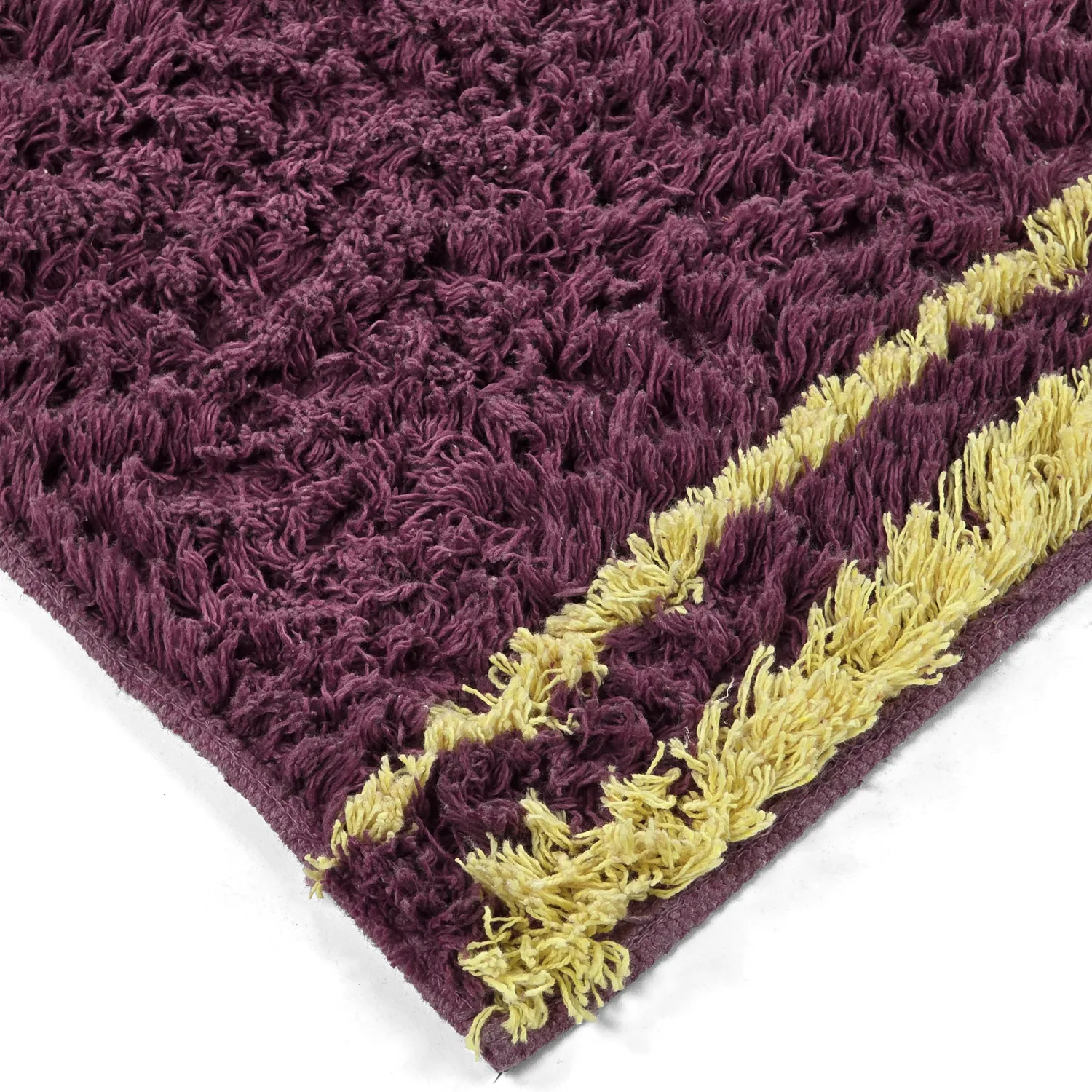 Shaggy koberce - Lana Natural Cotton Shaggy (vínová/žlutá)