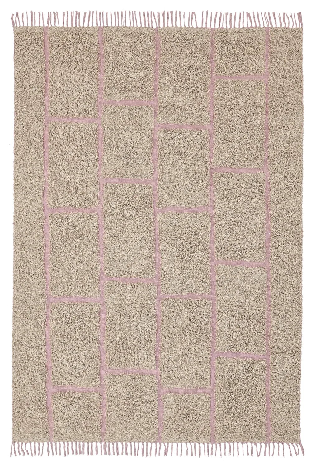 Shaggy koberce - Lindley Natural Cotton Shaggy (béžová/růžová)