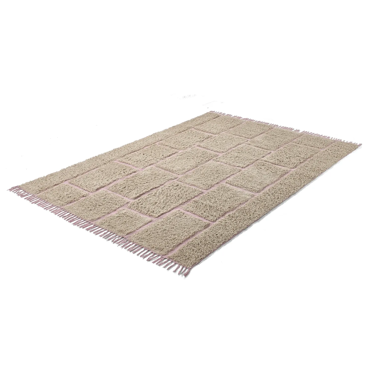 Shaggy koberce - Lindley Natural Cotton Shaggy (béžová/růžová)