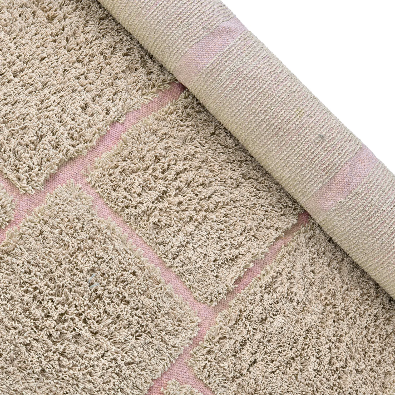 Shaggy koberce - Lindley Natural Cotton Shaggy (béžová/růžová)