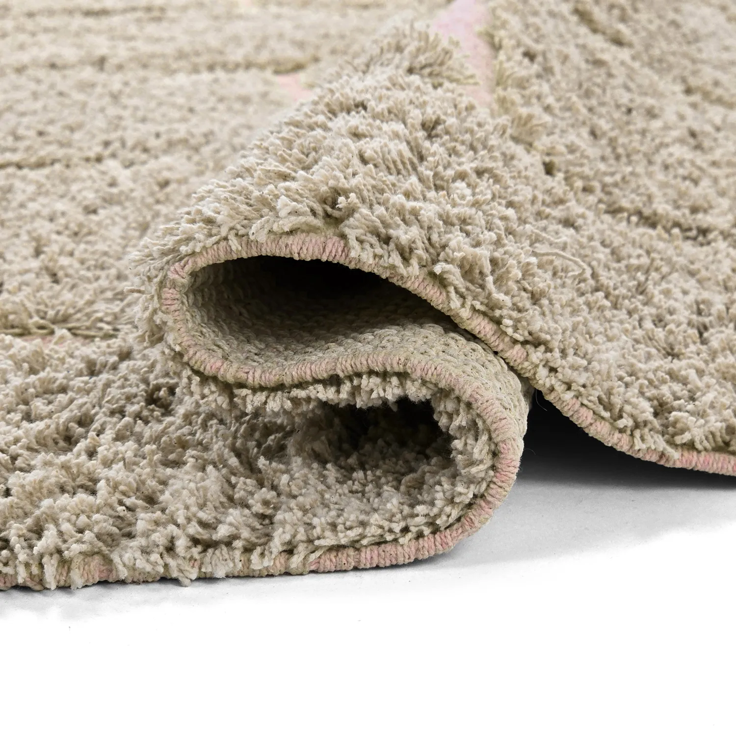Shaggy koberce - Lindley Natural Cotton Shaggy (béžová/růžová)