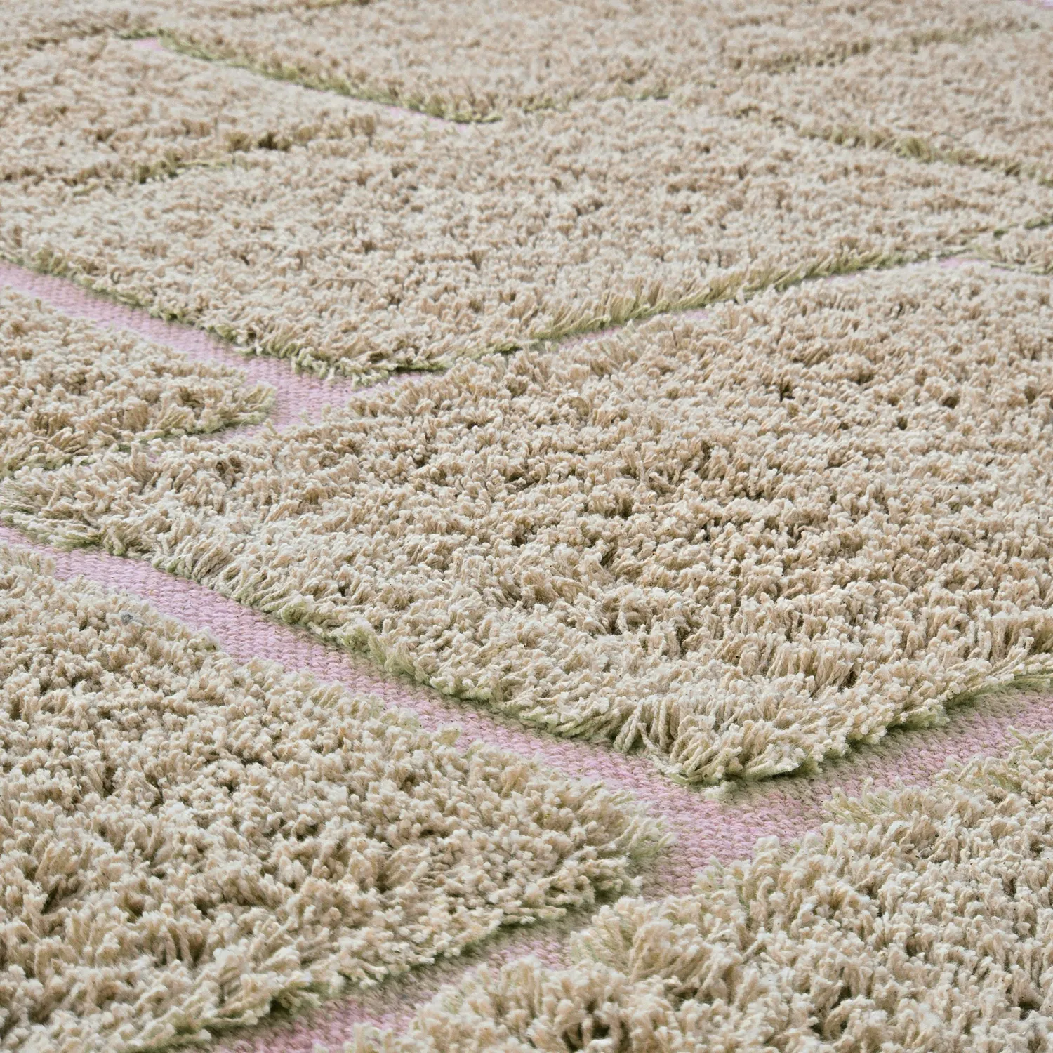 Shaggy koberce - Lindley Natural Cotton Shaggy (béžová/růžová)