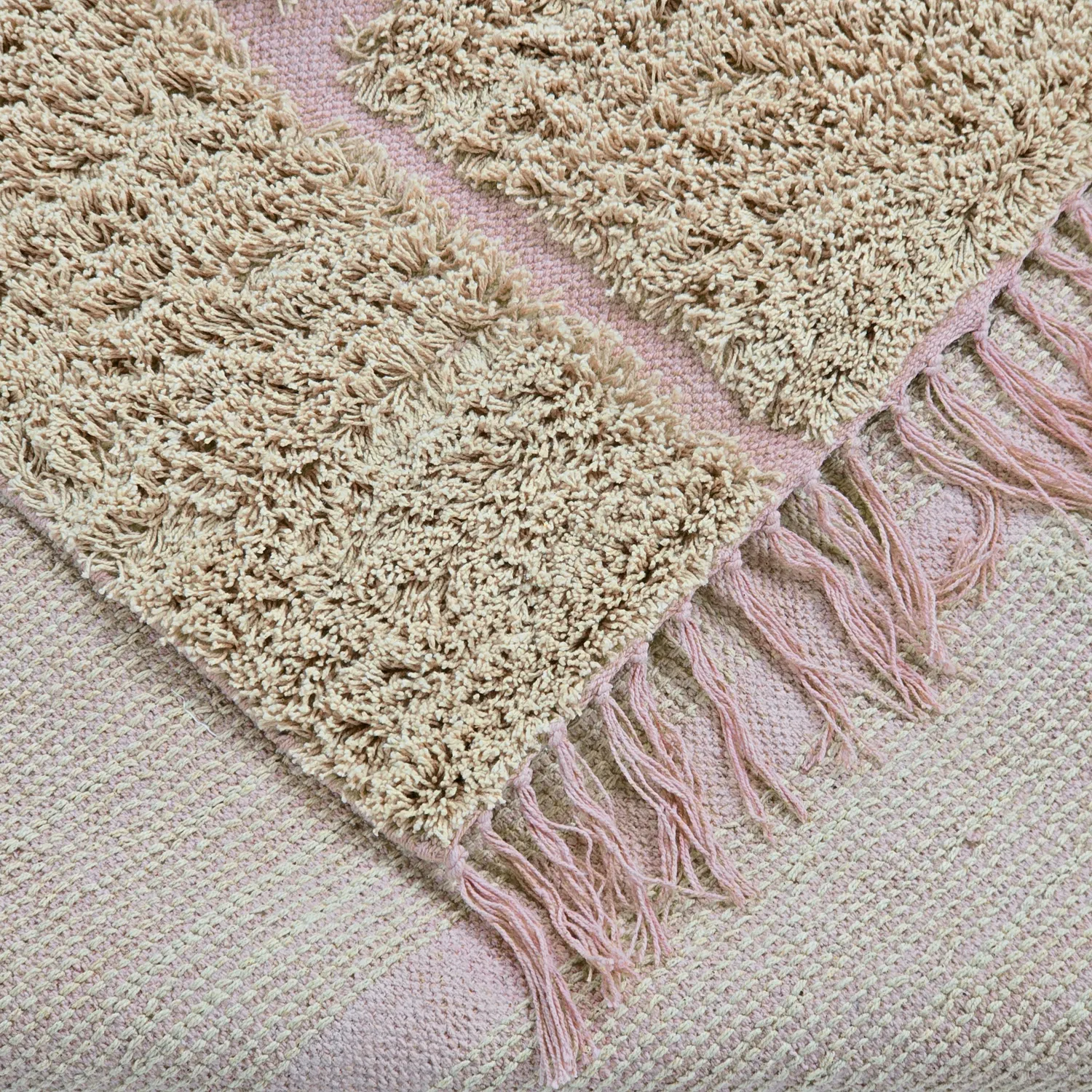 Shaggy koberce - Lindley Natural Cotton Shaggy (béžová/růžová)