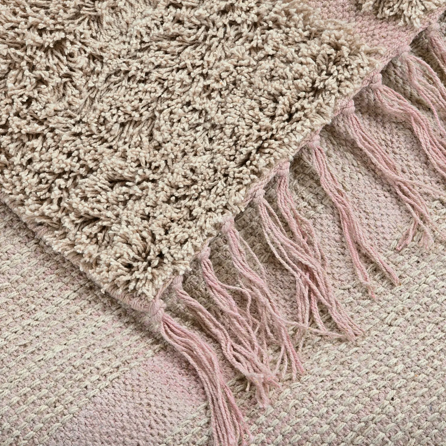 Shaggy koberce - Lindley Natural Cotton Shaggy (béžová/růžová)