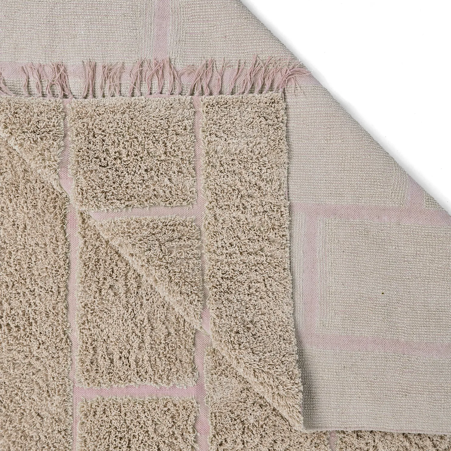 Shaggy koberce - Lindley Natural Cotton Shaggy (béžová/růžová)