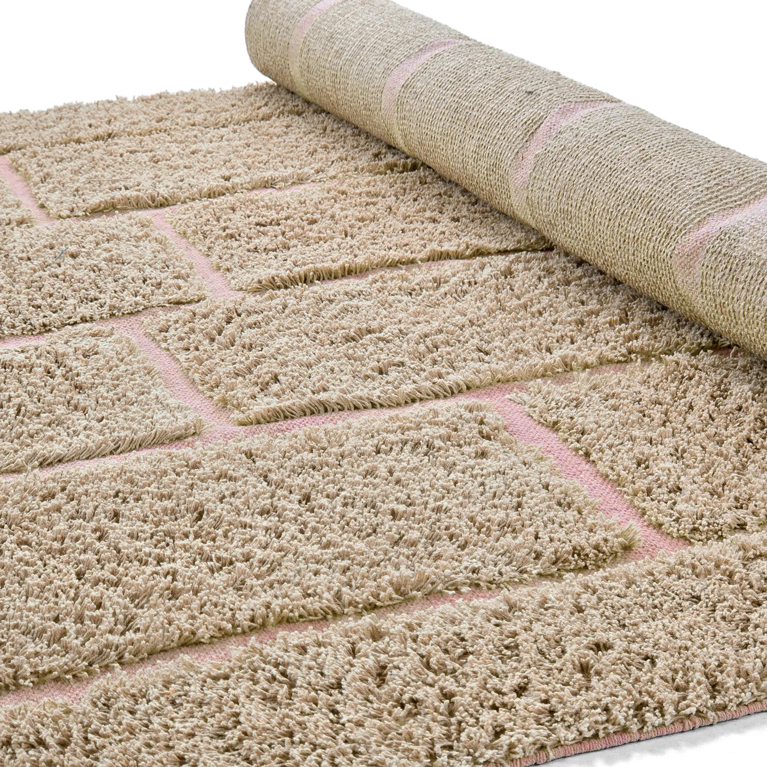 Shaggy koberce - Lindley Natural Cotton Shaggy (béžová/růžová)