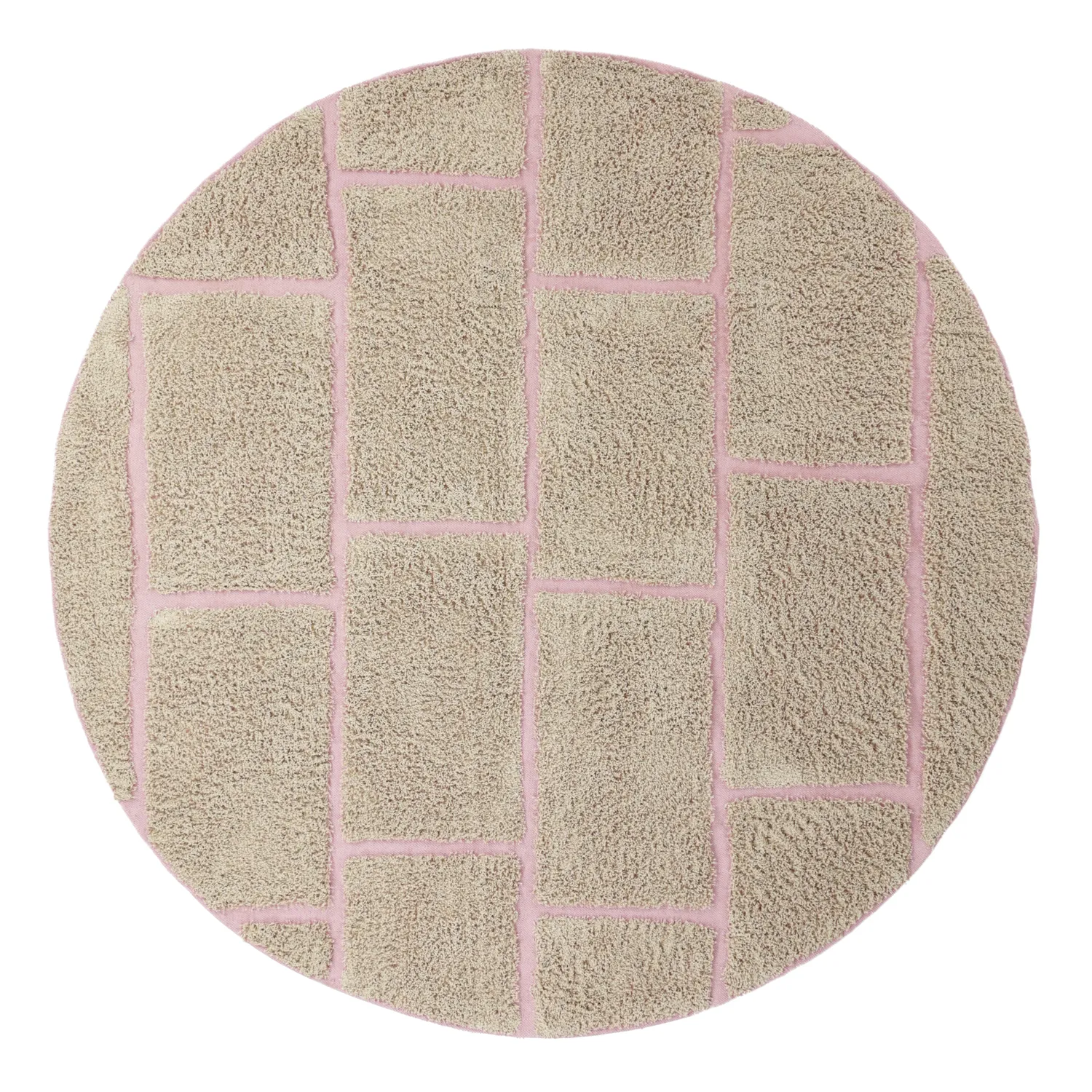Kulatý koberec - Lindley Natural Cotton Shaggy (béžová/růžová)