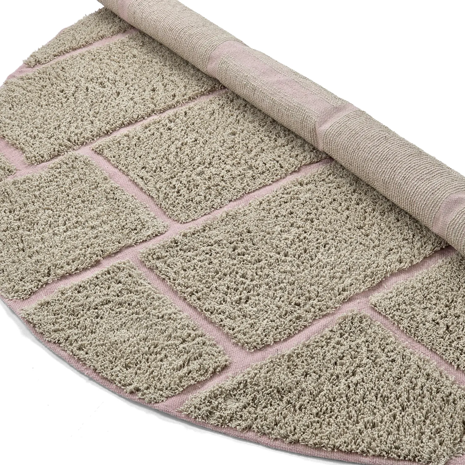 Kulatý koberec - Lindley Natural Cotton Shaggy (béžová/růžová)