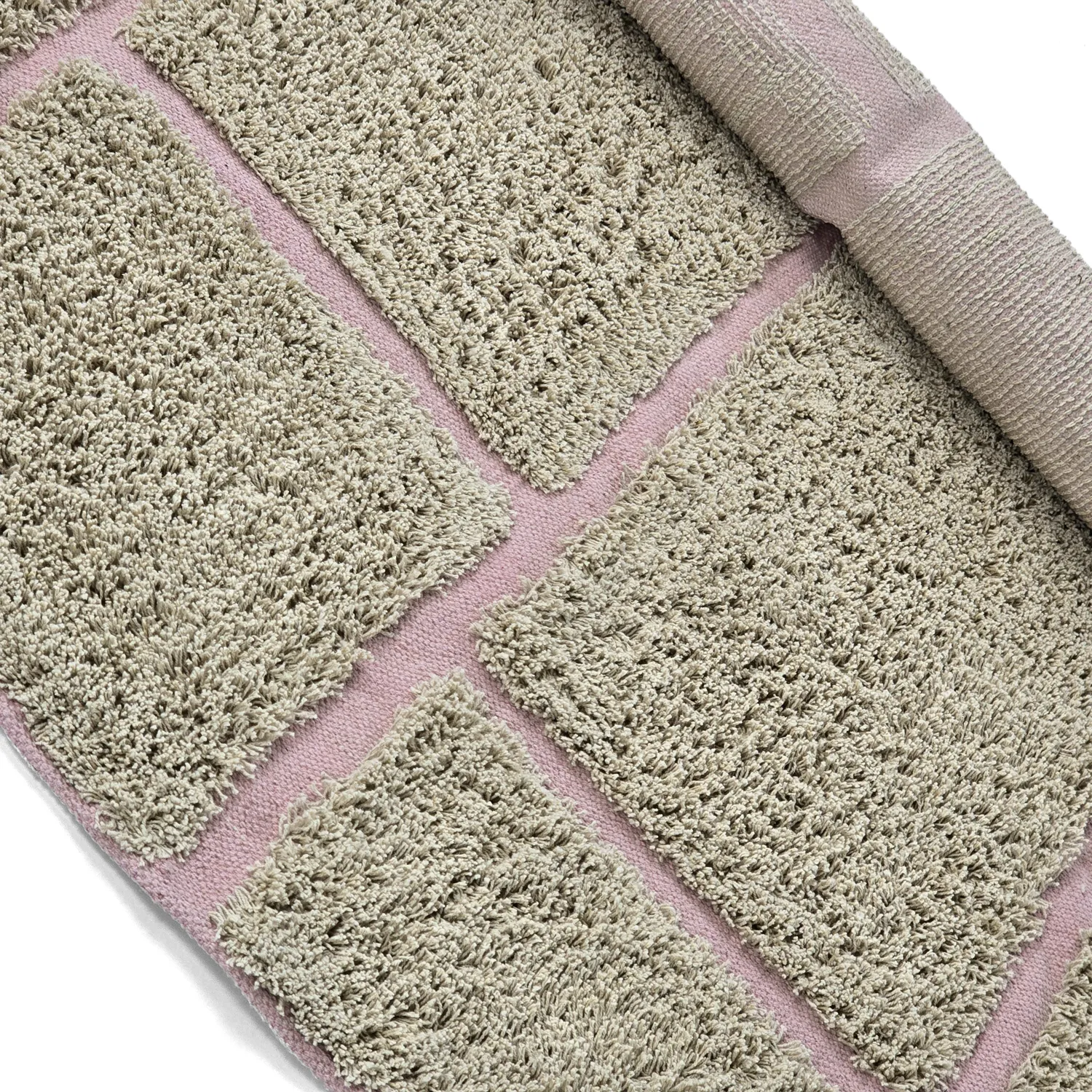Kulatý koberec - Lindley Natural Cotton Shaggy (béžová/růžová)