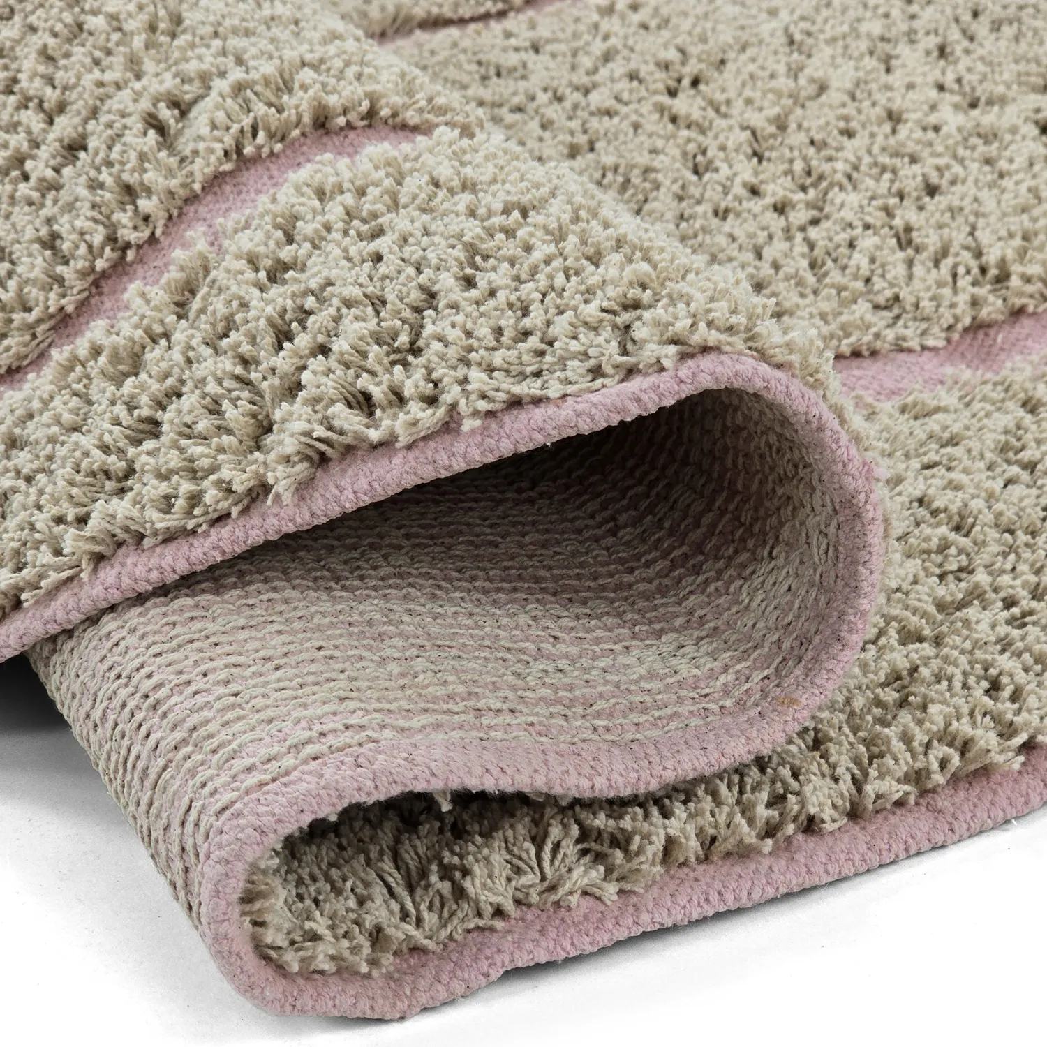 Kulatý koberec - Lindley Natural Cotton Shaggy (béžová/růžová)