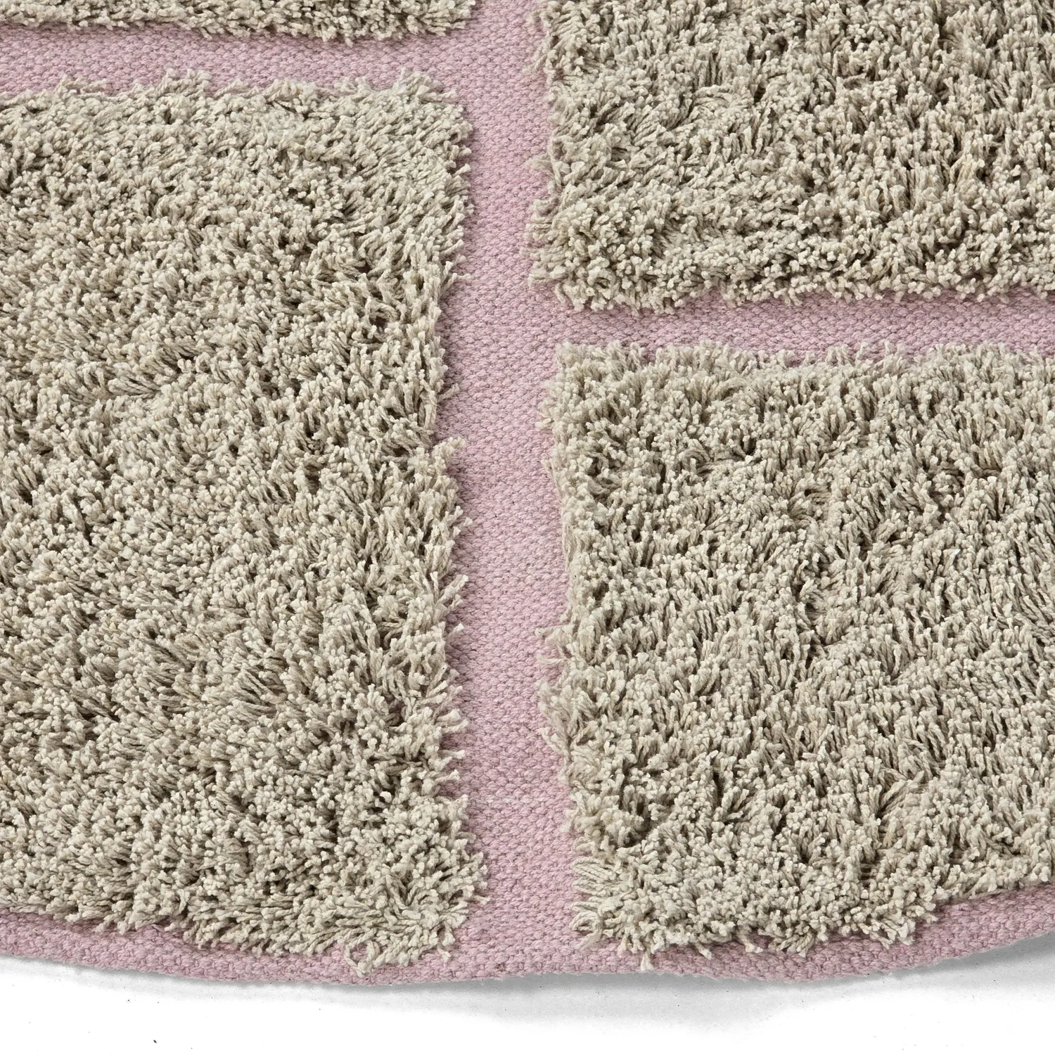 Kulatý koberec - Lindley Natural Cotton Shaggy (béžová/růžová)