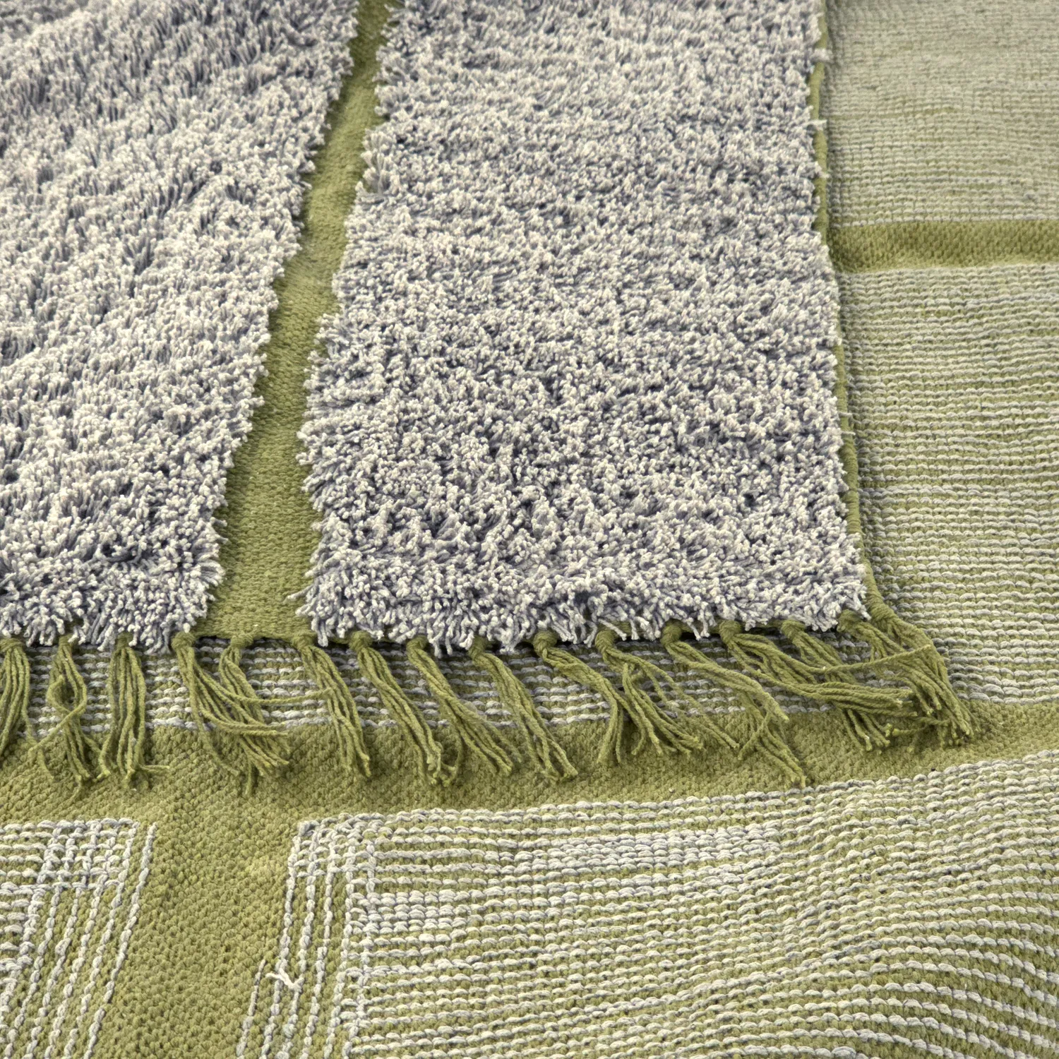 Shaggy koberce - Lindley Natural Cotton Shaggy (šedo/zelená)
