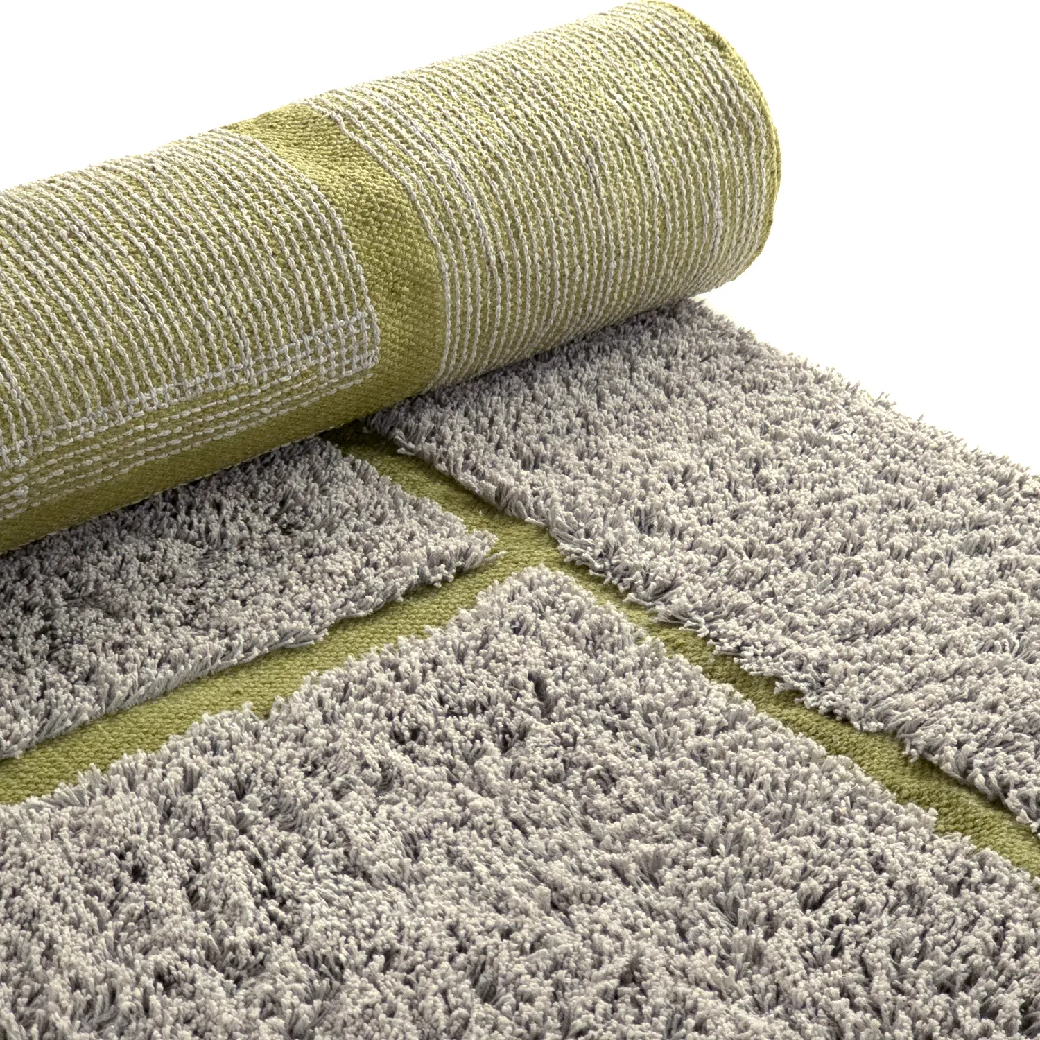 Shaggy koberce - Lindley Natural Cotton Shaggy (šedo/zelená)
