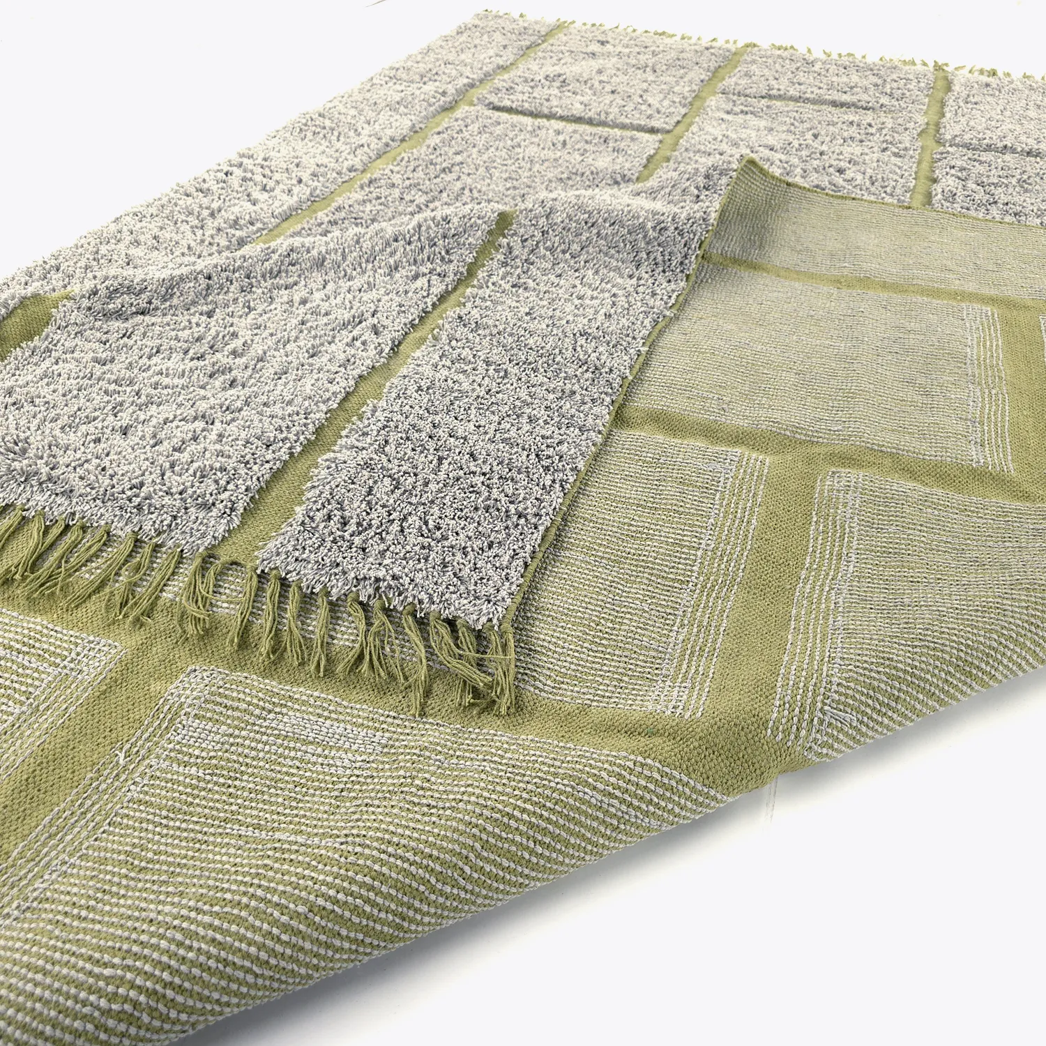 Shaggy koberce - Lindley Natural Cotton Shaggy (šedo/zelená)