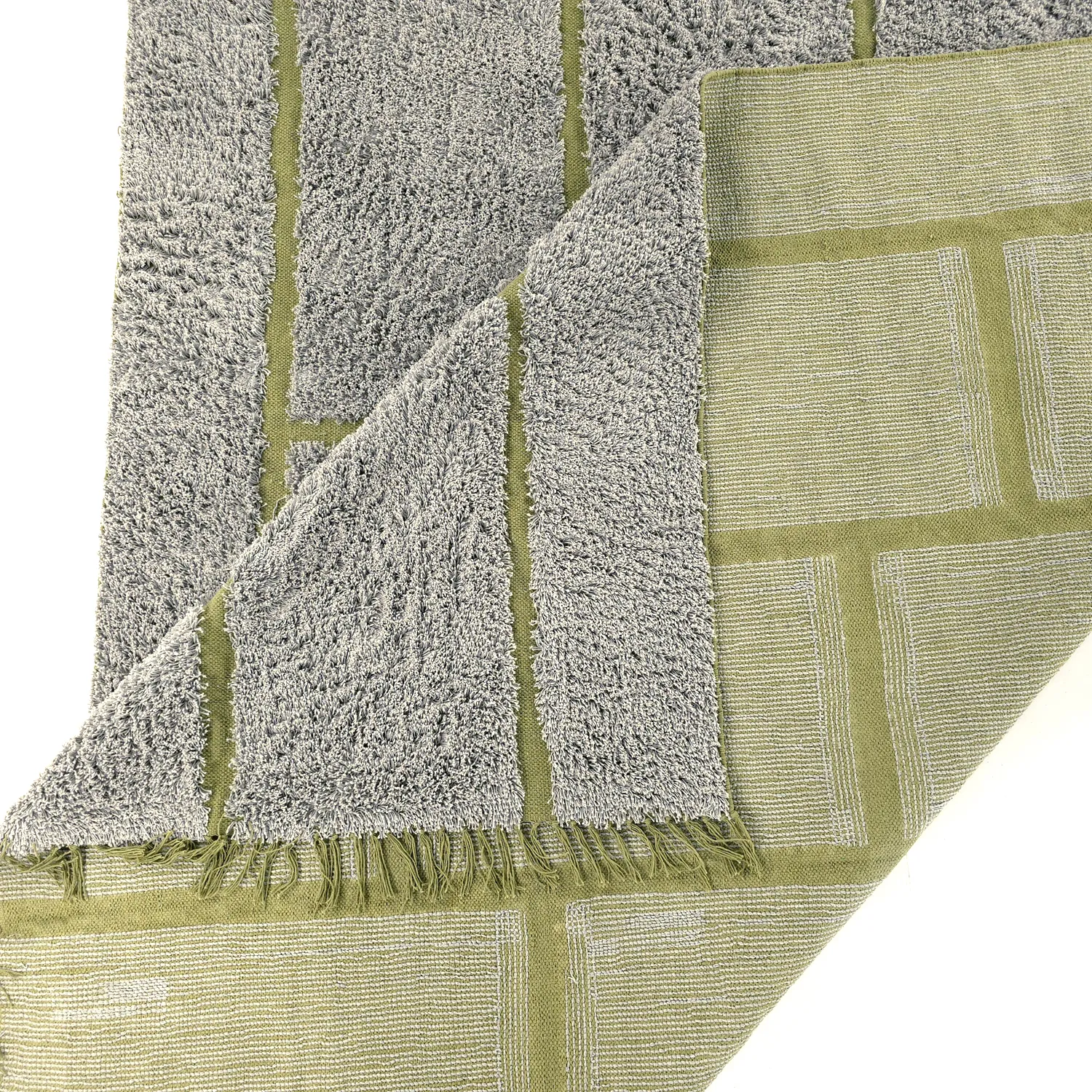 Shaggy koberce - Lindley Natural Cotton Shaggy (šedo/zelená)