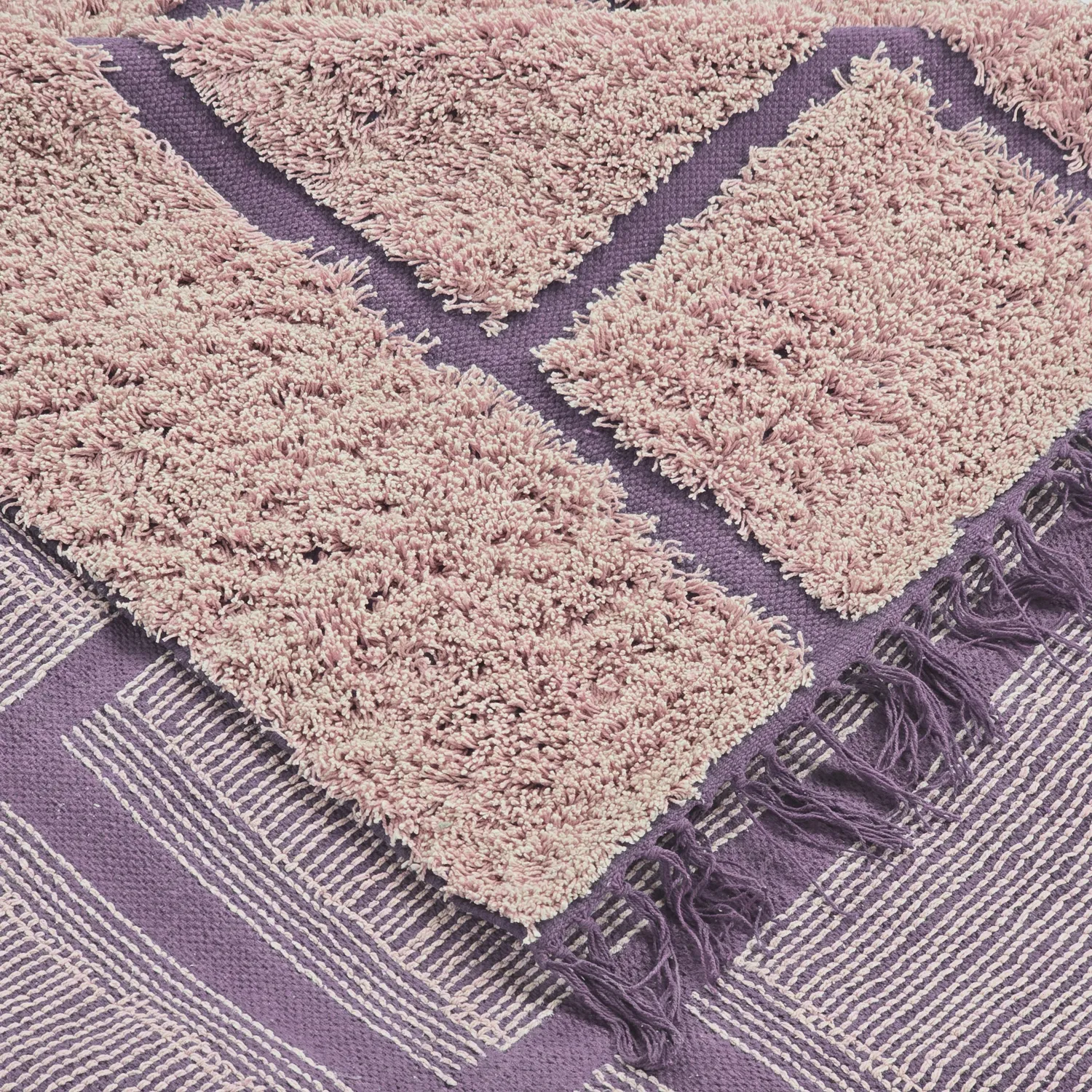 Shaggy koberce - Lindley Natural Cotton Shaggy (růžová/fialová)