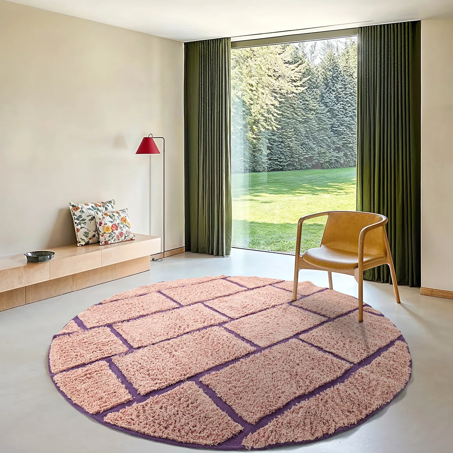 Kulatý koberec - Lindley Natural Cotton Shaggy (růžová/fialová)