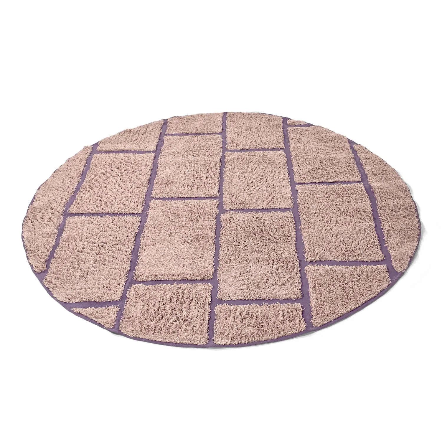 Kulatý koberec - Lindley Natural Cotton Shaggy (růžová/fialová)