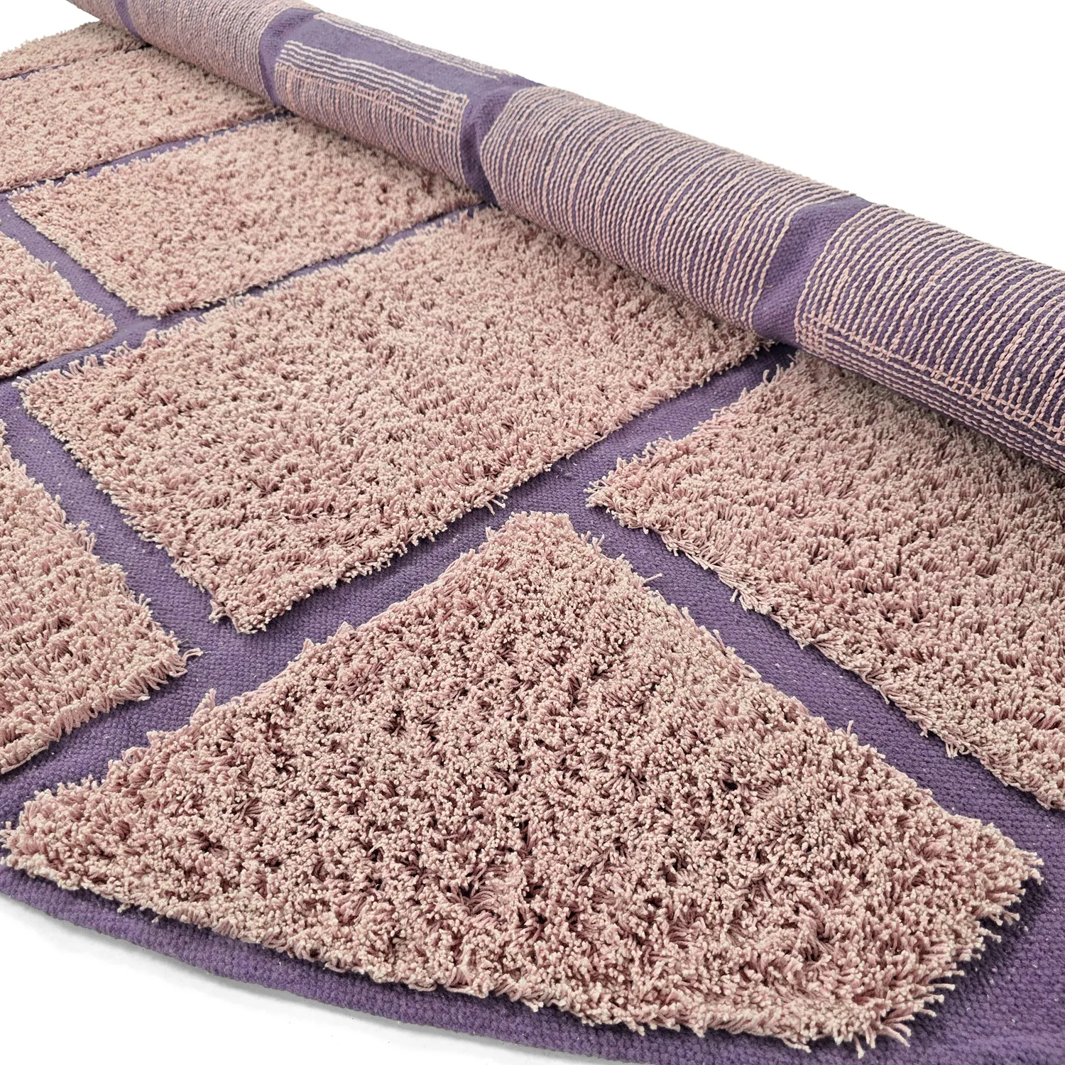 Kulatý koberec - Lindley Natural Cotton Shaggy (růžová/fialová)