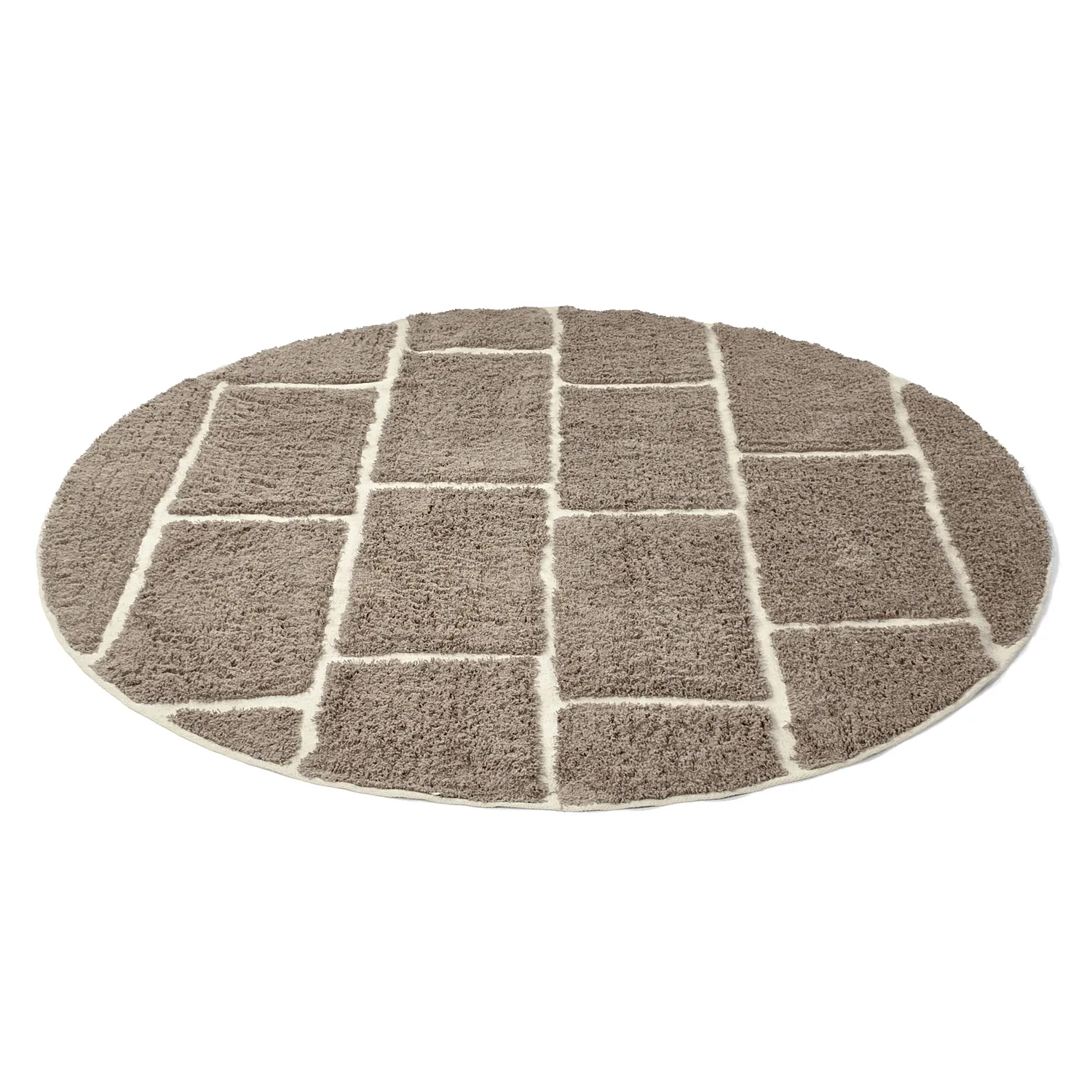 Kulatý koberec - Lindley Natural Cotton Shaggy (taupe/šedá)