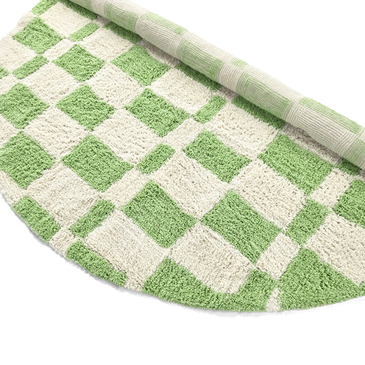 Kulatý koberec - Maranello Natural Cotton Shaggy (zelený)