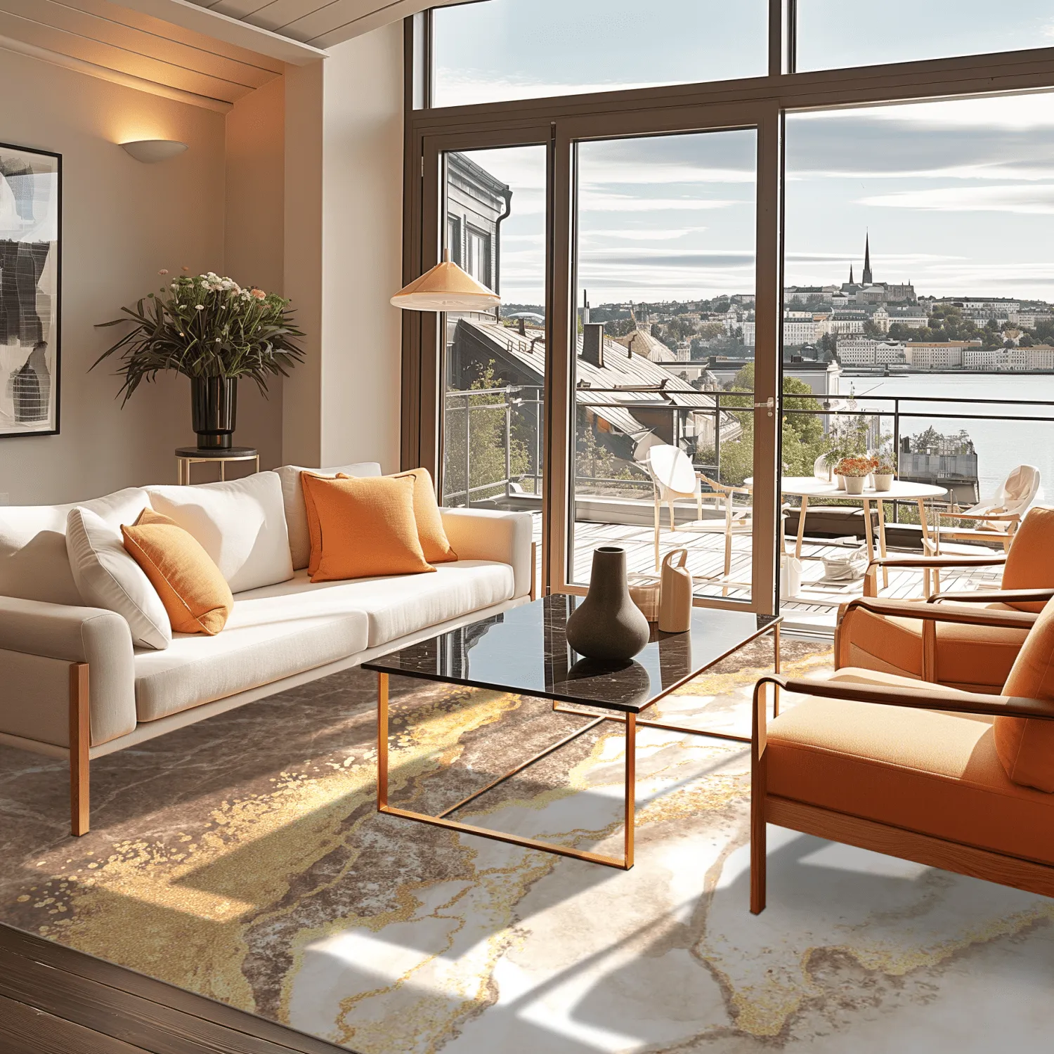 Wiltonský koberec - Padova (hnědá/bílá/zlatá)