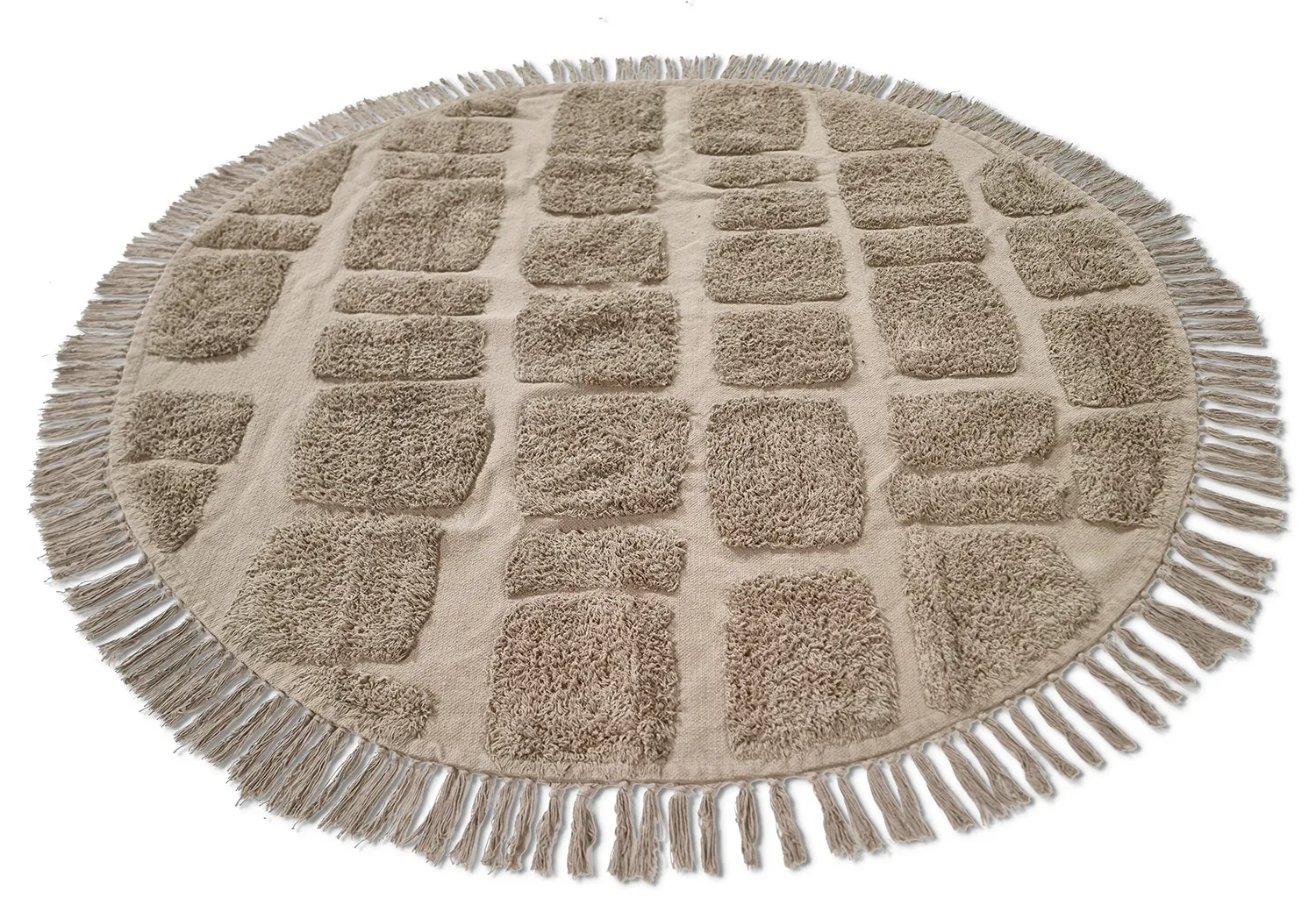 Kulatý koberec - Salem Natural Cotton Shaggy (taupe)