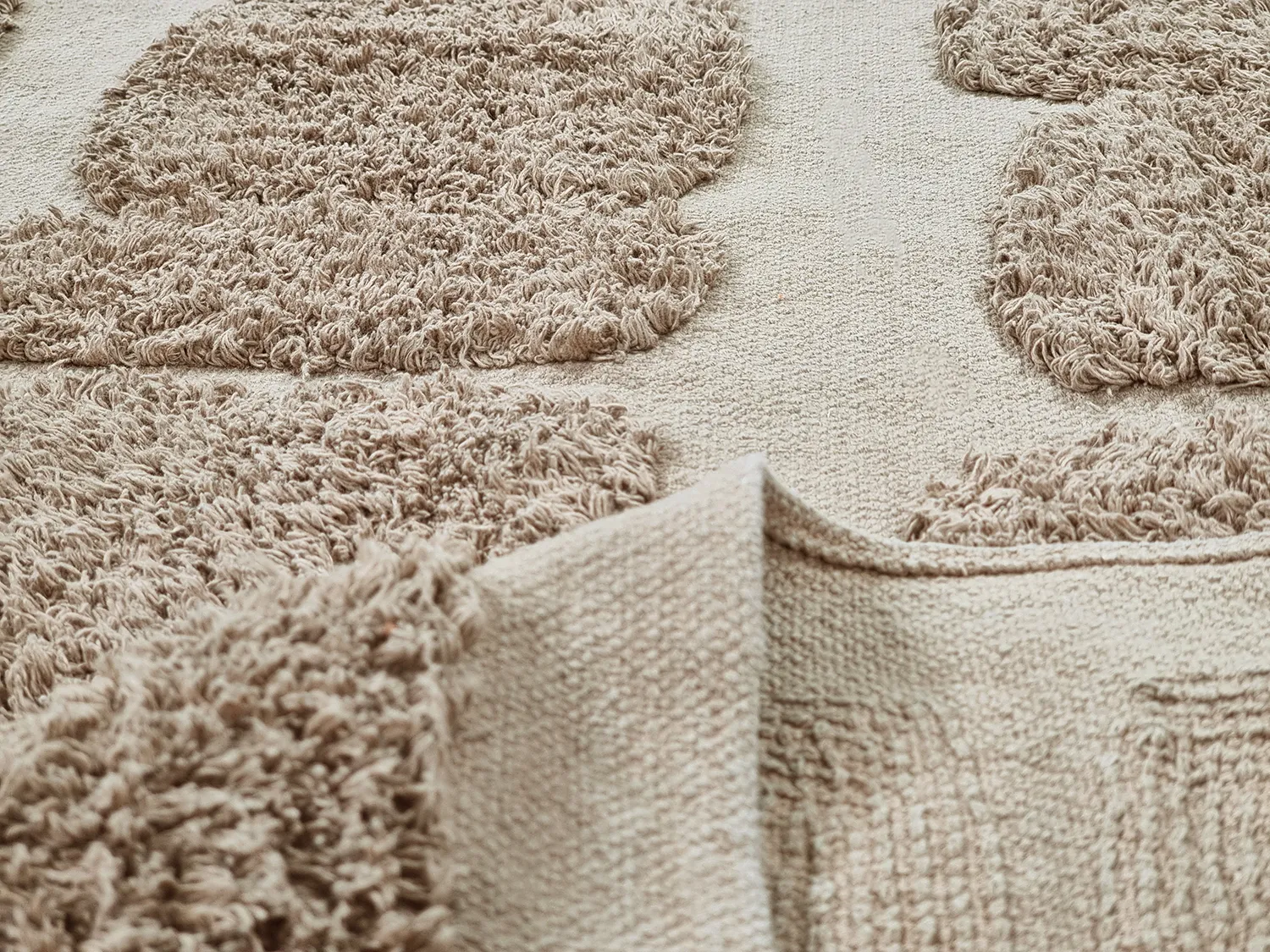Kulatý koberec - Salem Natural Cotton Shaggy (taupe)