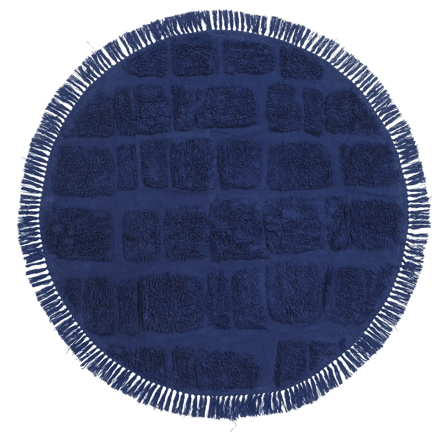 Kulatý koberec - Salem Natural Cotton Shaggy (tmavě modrá)