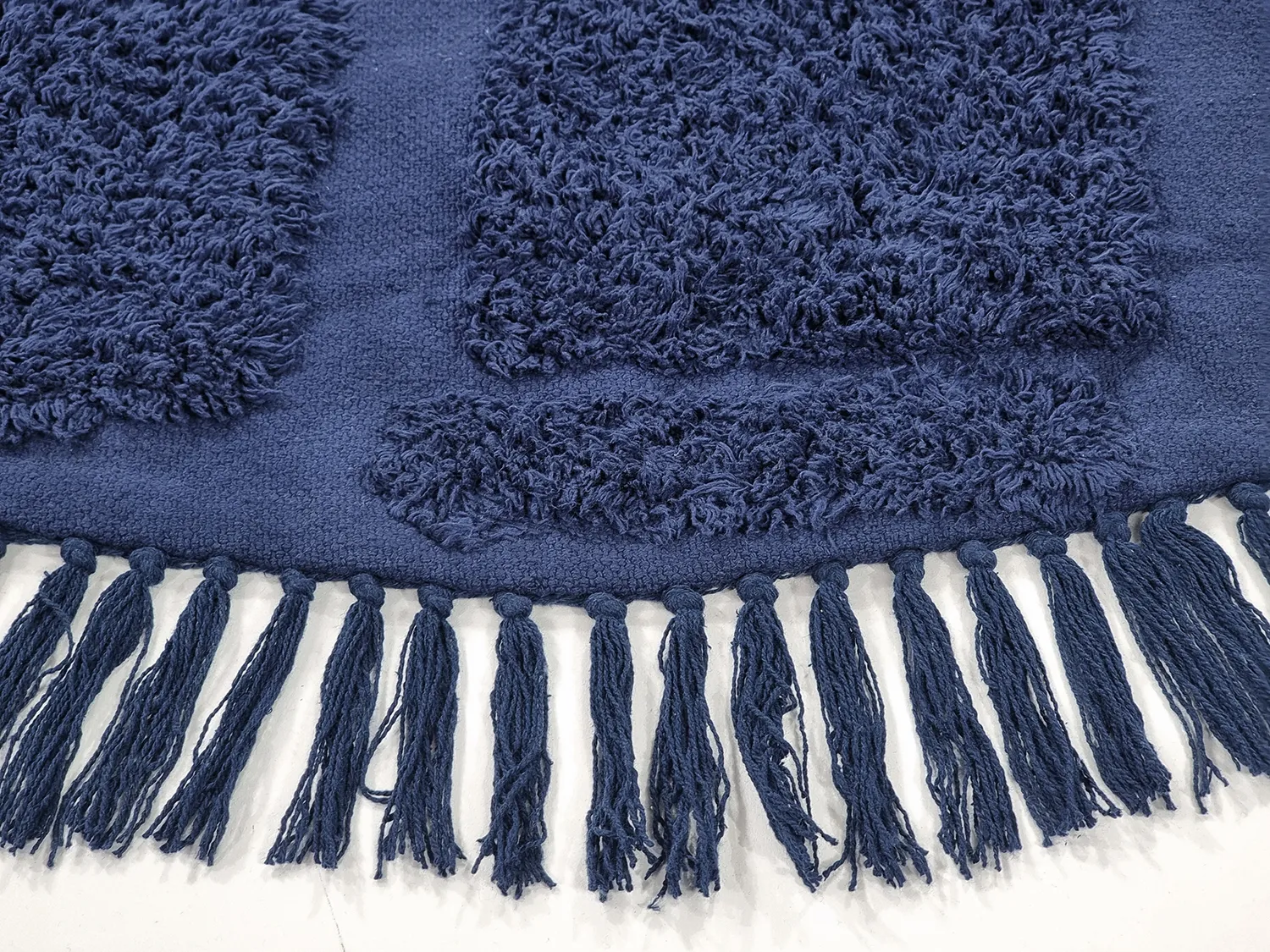 Kulatý koberec - Salem Natural Cotton Shaggy (tmavě modrá)