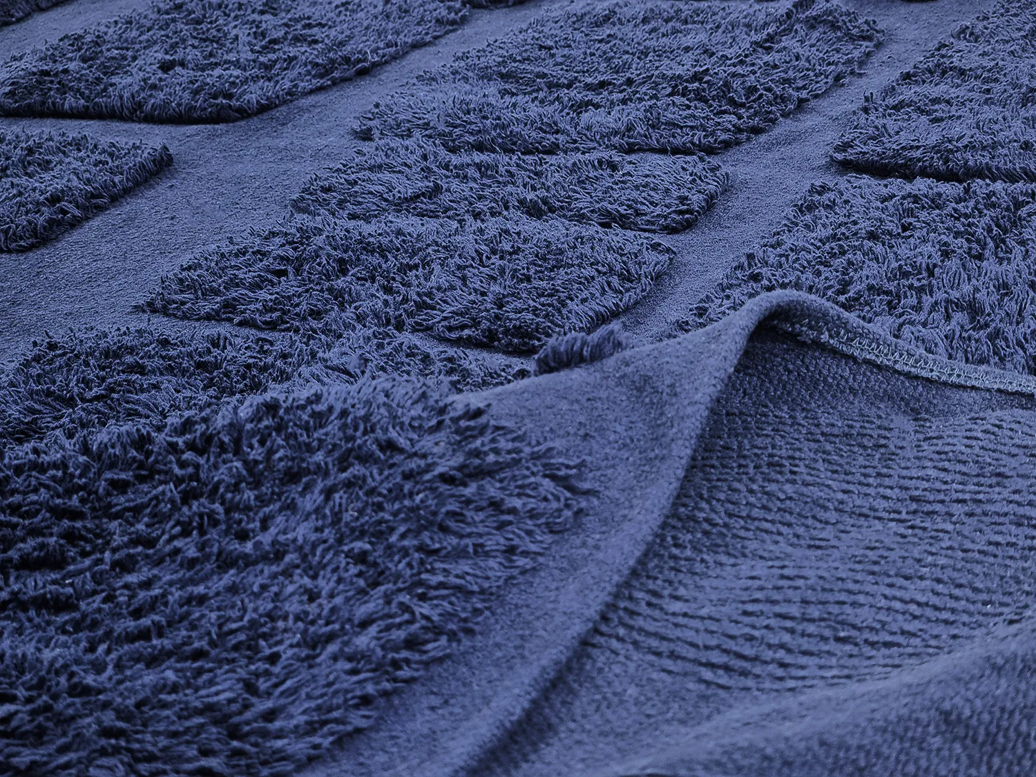 Kulatý koberec - Salem Natural Cotton Shaggy (tmavě modrá)