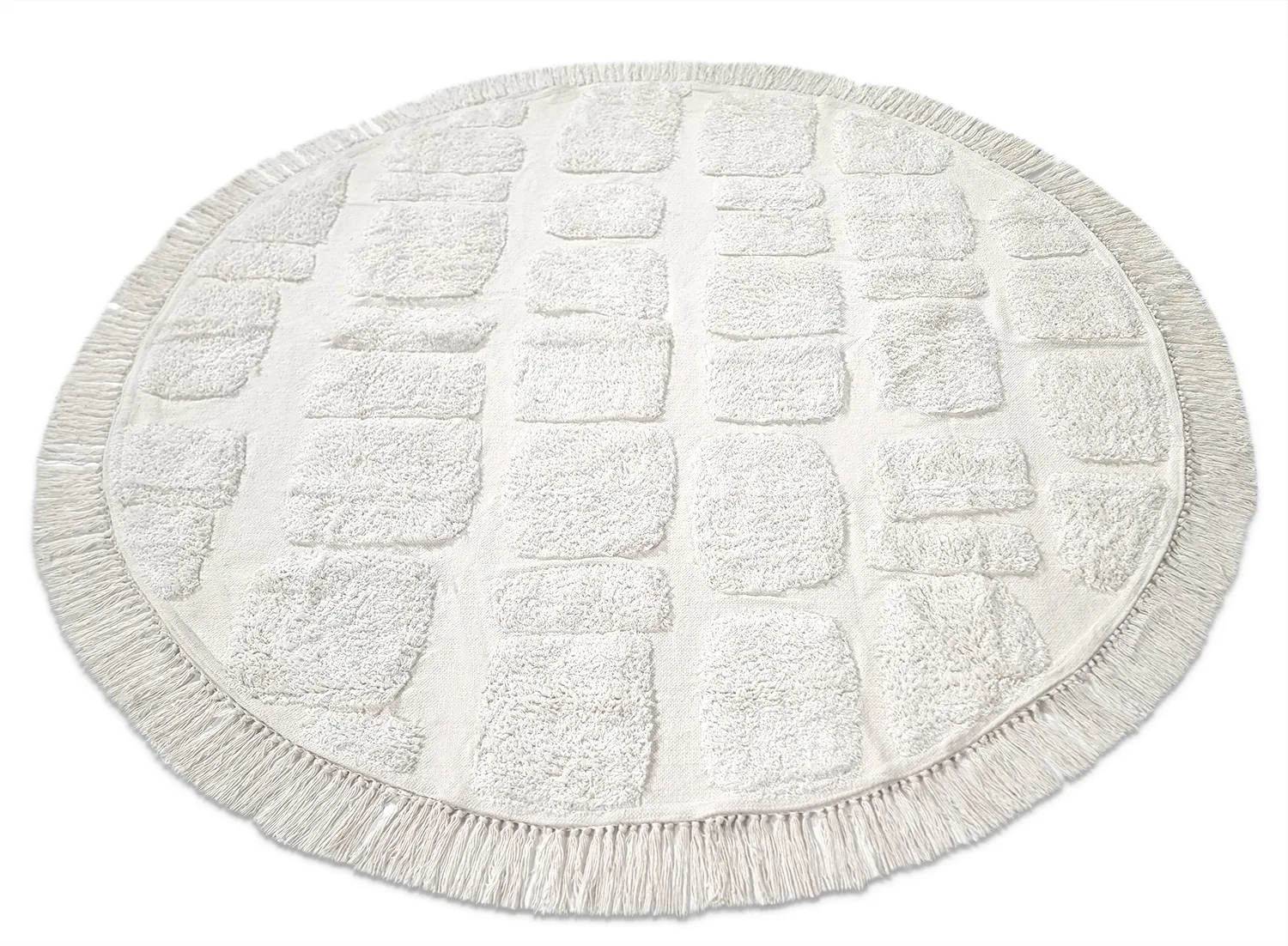 Kulatý koberec - Salem Natural Cotton Shaggy (offwhite)