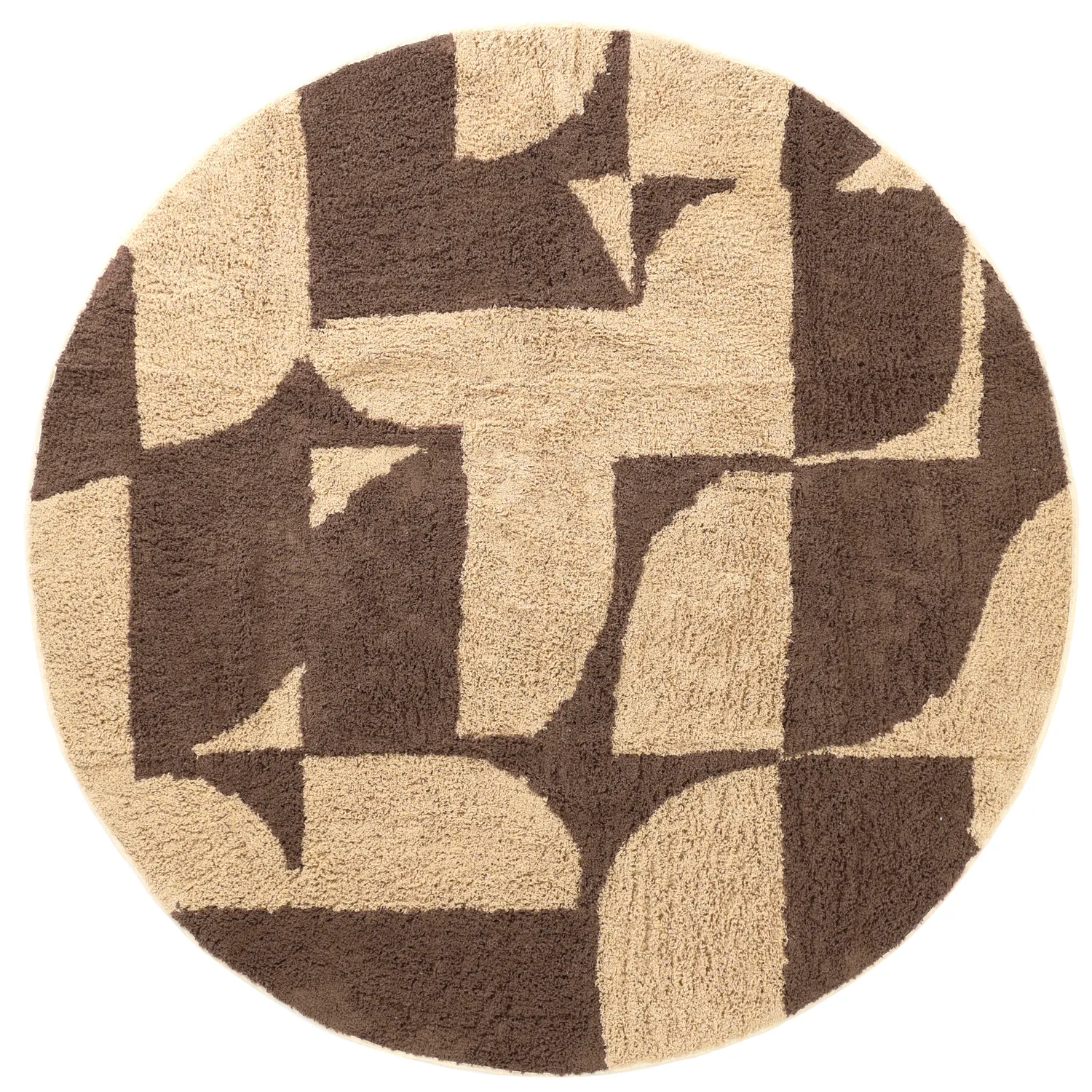 Kulatý koberec - Siberia Natural Cotton Shaggy (béžová/hnědá)