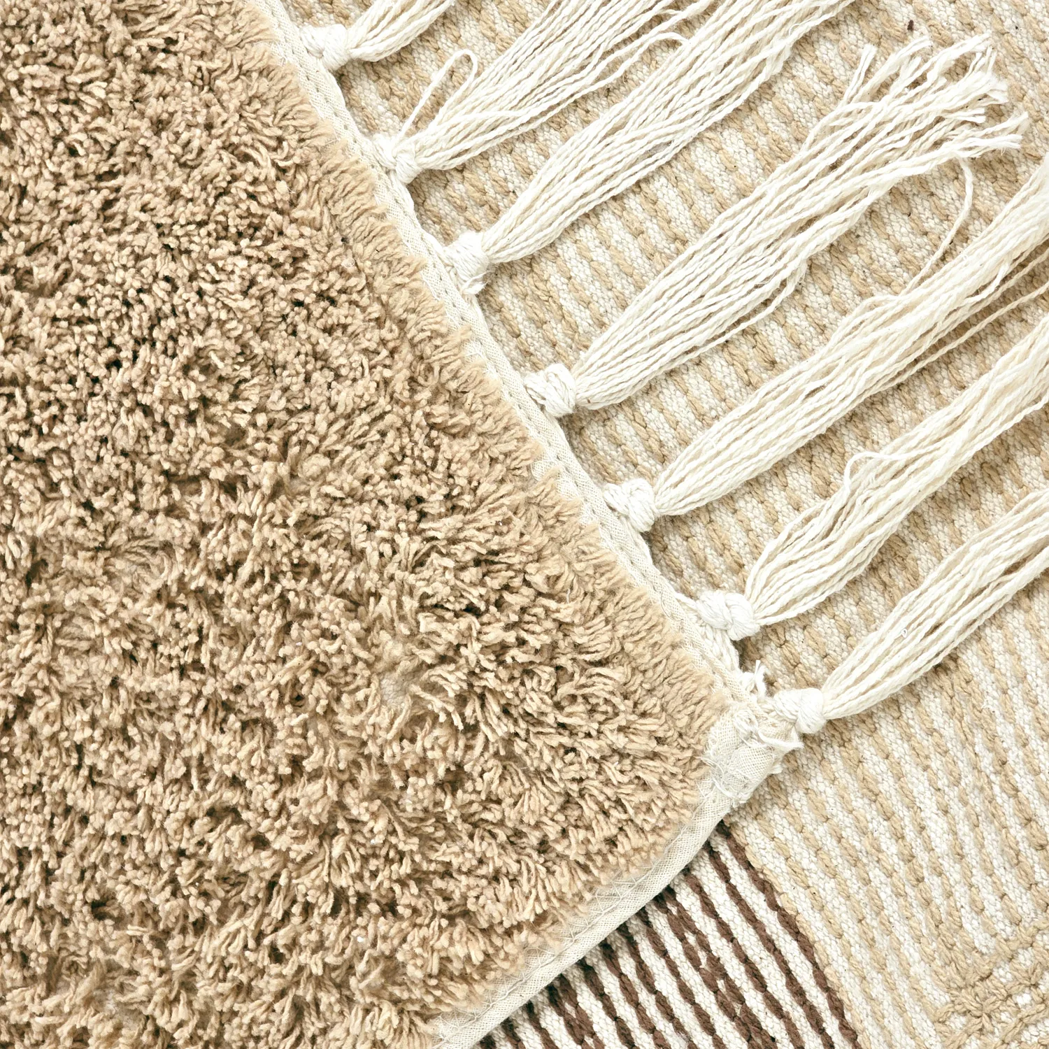 Shaggy koberce - Siberia Natural Cotton Shaggy (béžová/hnědá)