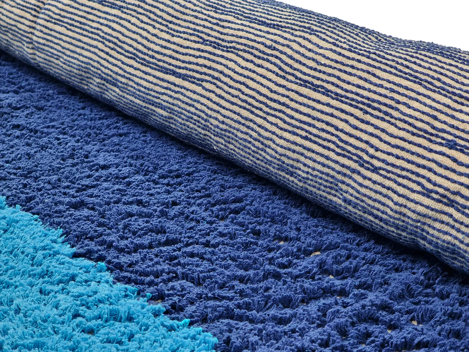Kulatý koberec - Taro Natural Cotton Shaggy (modrá)