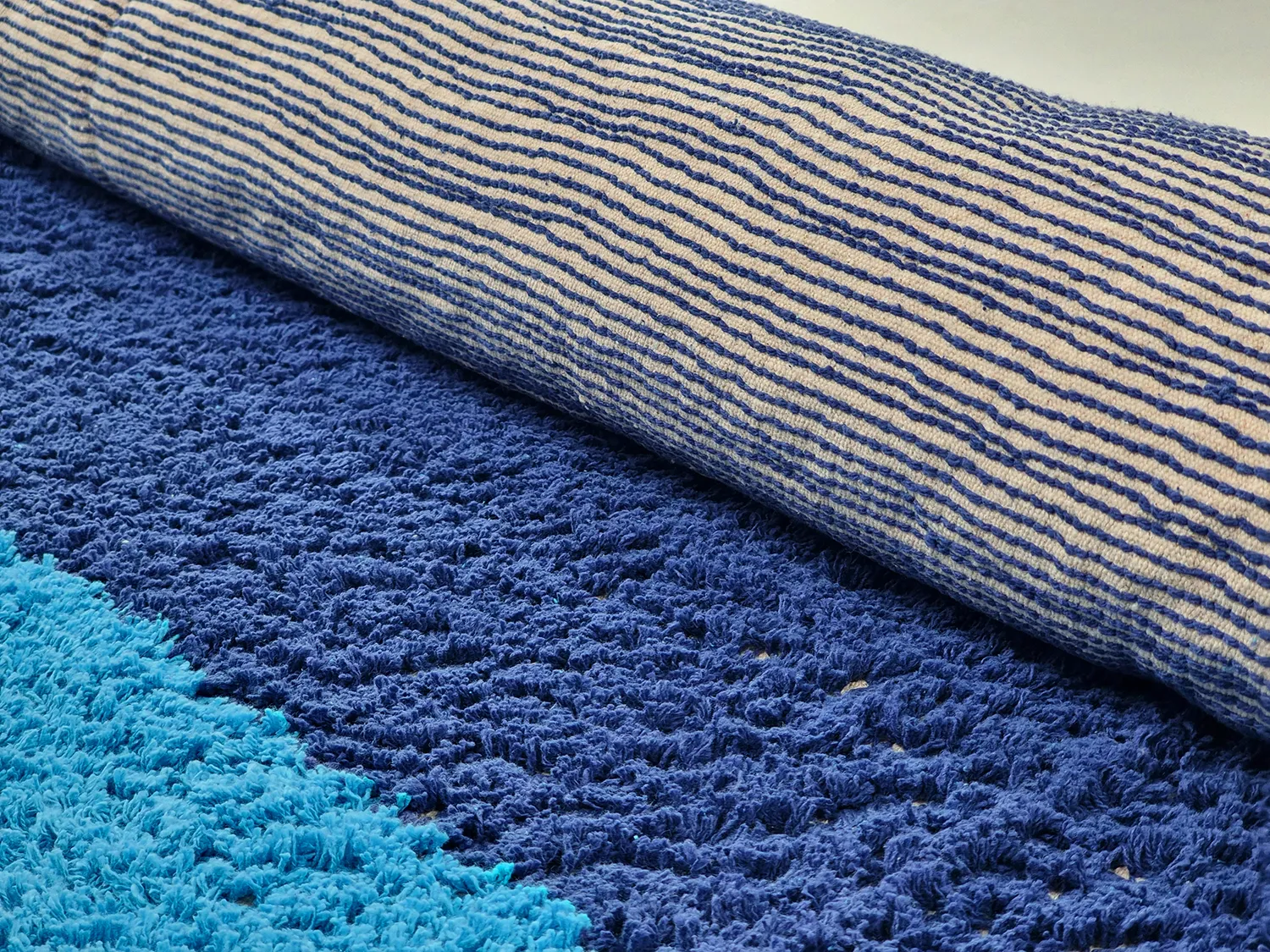 Shaggy koberce - Taro Natural Cotton Shaggy (modrá)