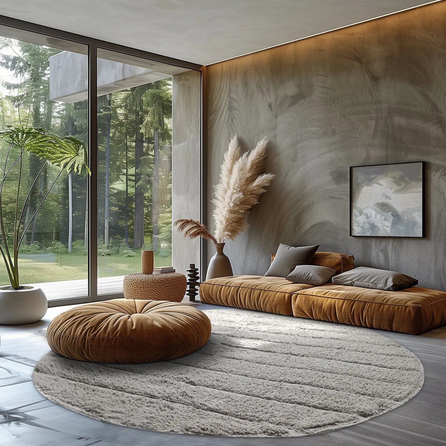 Kulatý koberec - Willow Natural Cotton Shaggy (greige)