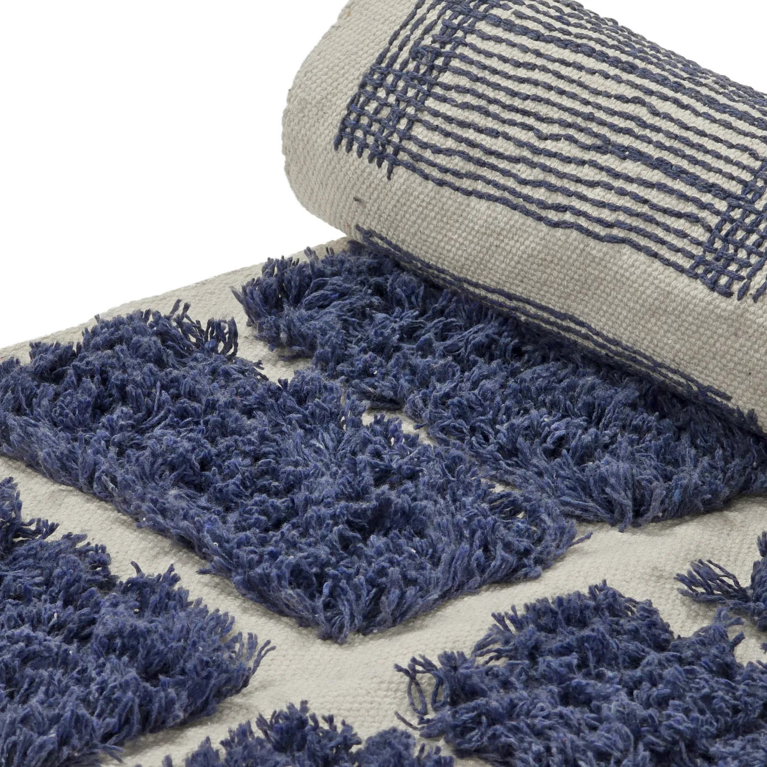Shaggy koberce - Zola Natural Cotton Shaggy (modrý)