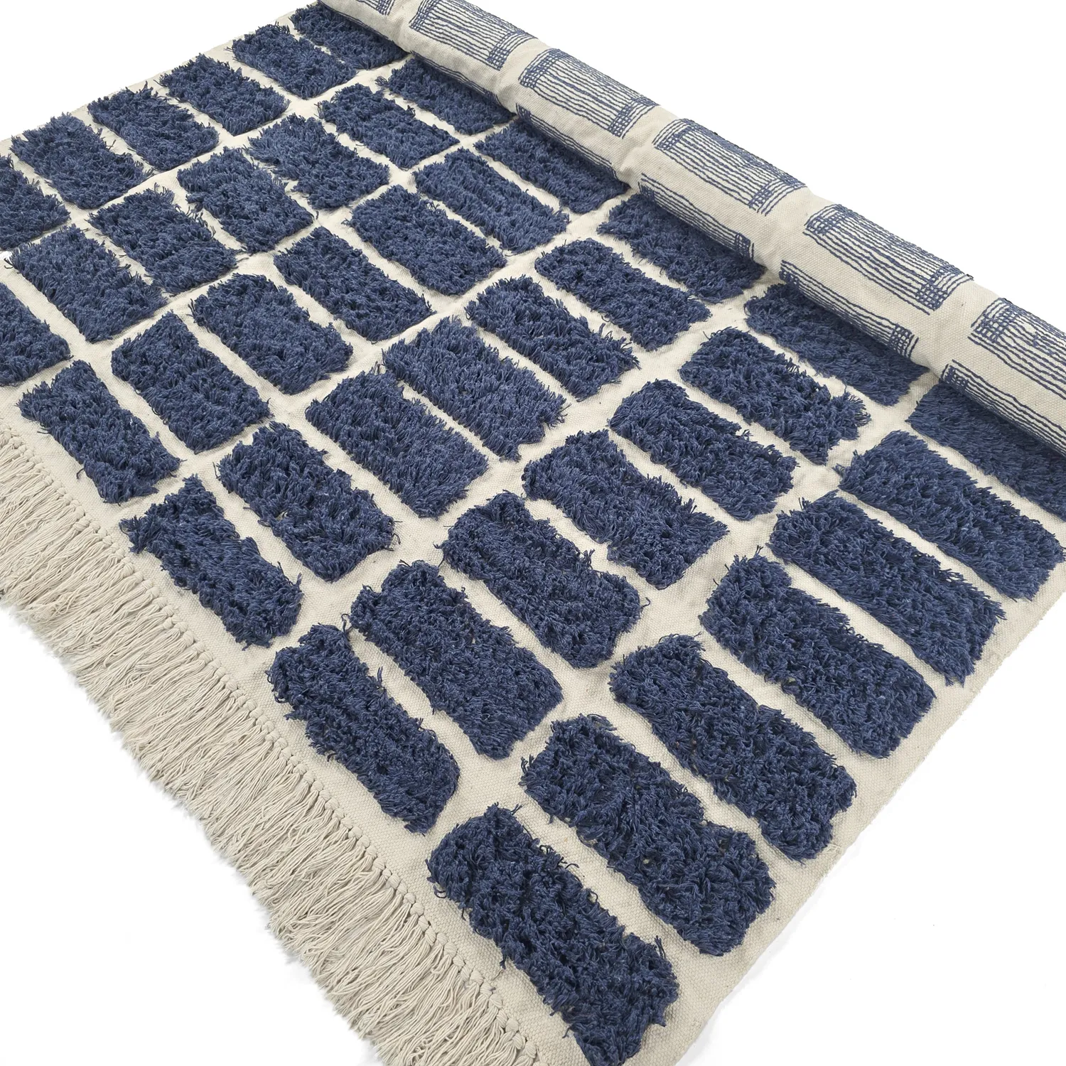 Shaggy koberce - Zola Natural Cotton Shaggy (modrý)