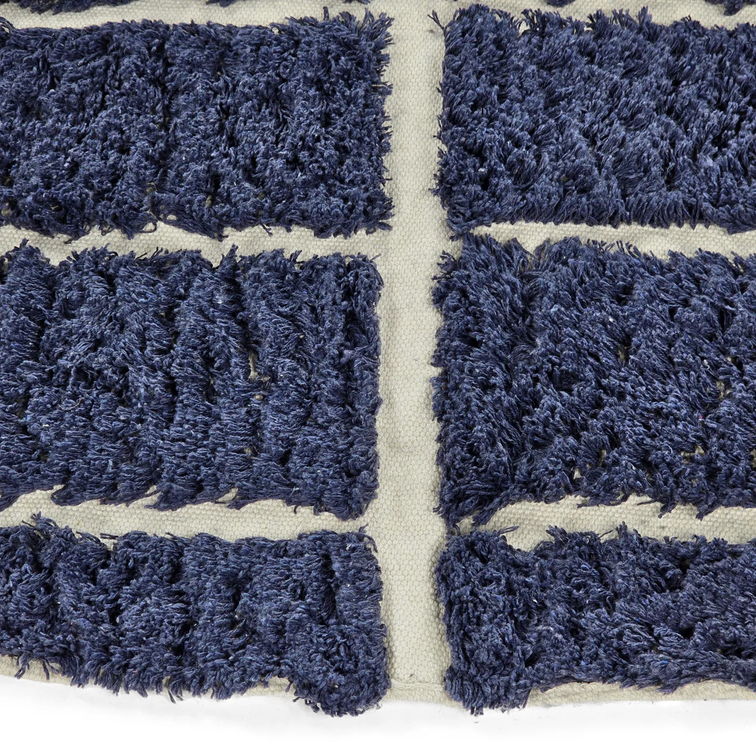 Kulatý koberec - Zola Natural Cotton Shaggy (modrý)