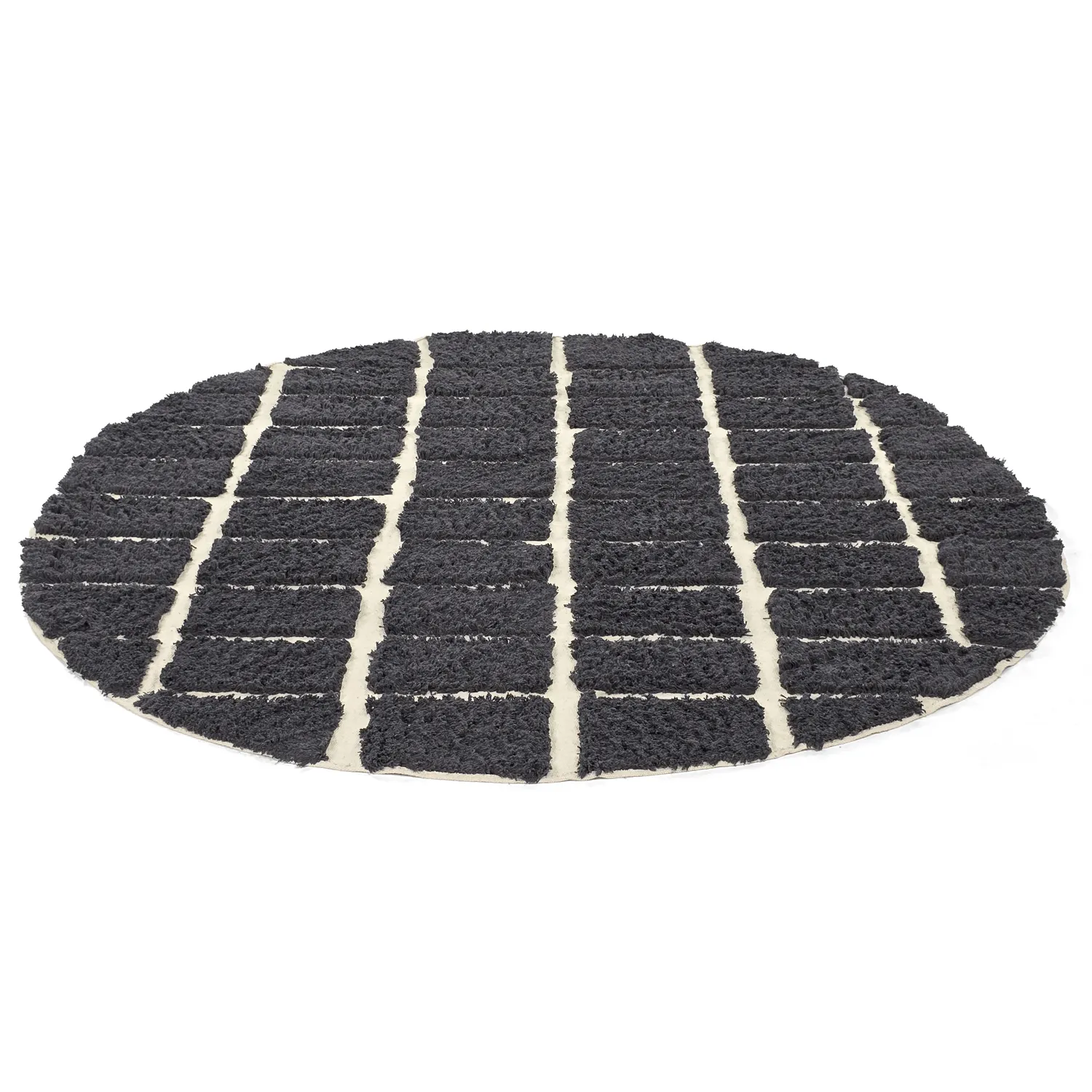Kulatý koberec - Zola Natural Cotton Shaggy (tmavě šedá)