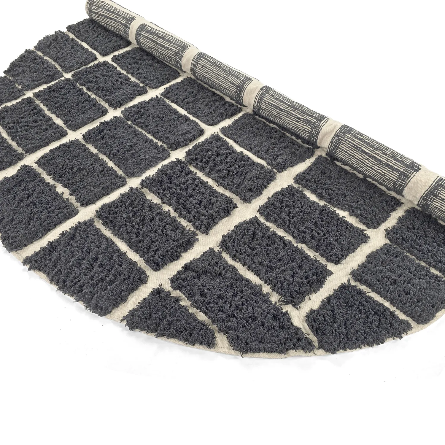 Kulatý koberec - Zola Natural Cotton Shaggy (tmavě šedá)
