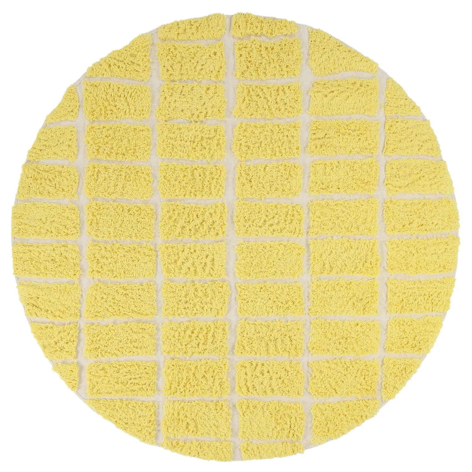 Kulatý koberec - Zola Natural Cotton Shaggy (žluť)
