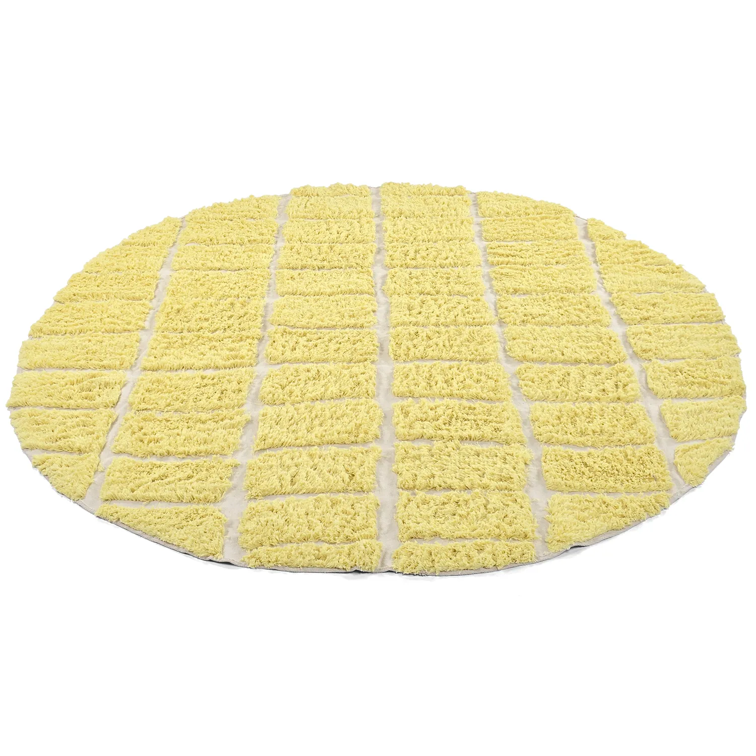 Kulatý koberec - Zola Natural Cotton Shaggy (žluť)