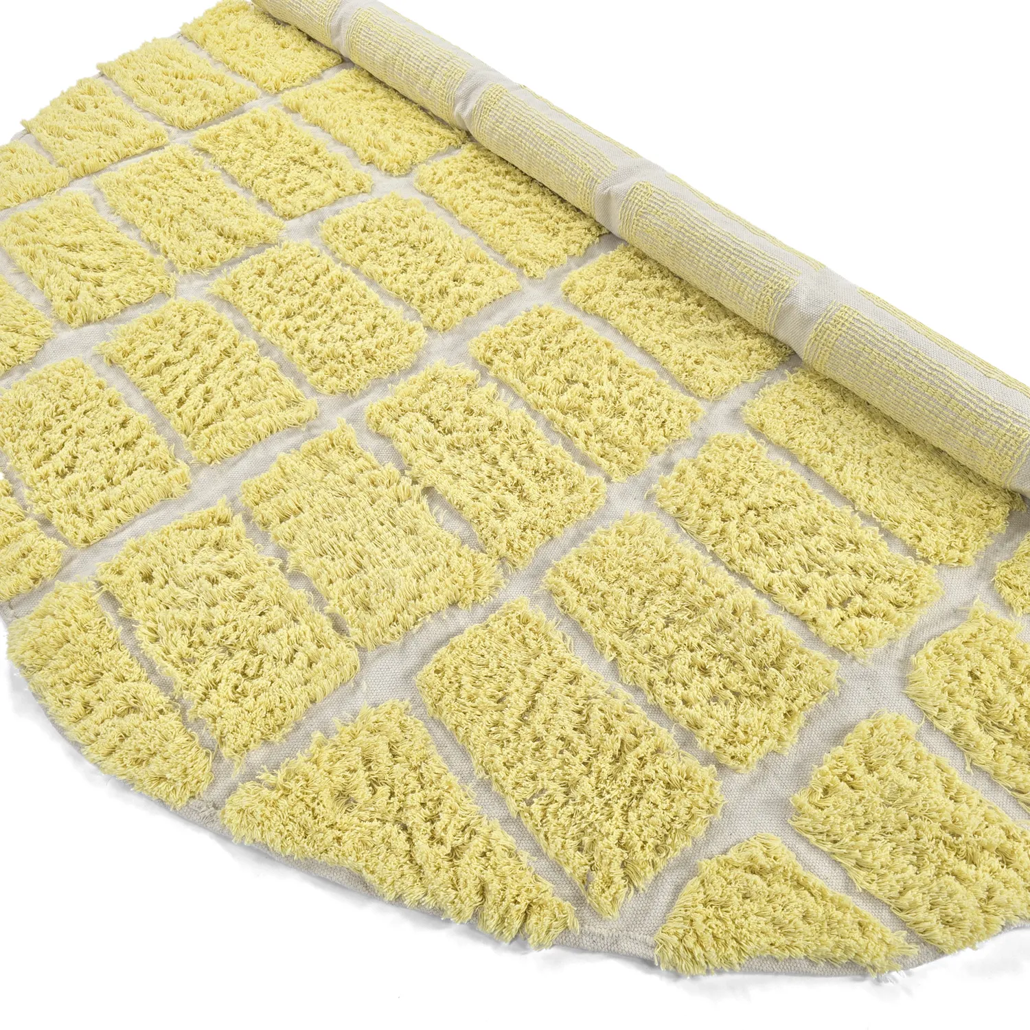 Kulatý koberec - Zola Natural Cotton Shaggy (žluť)